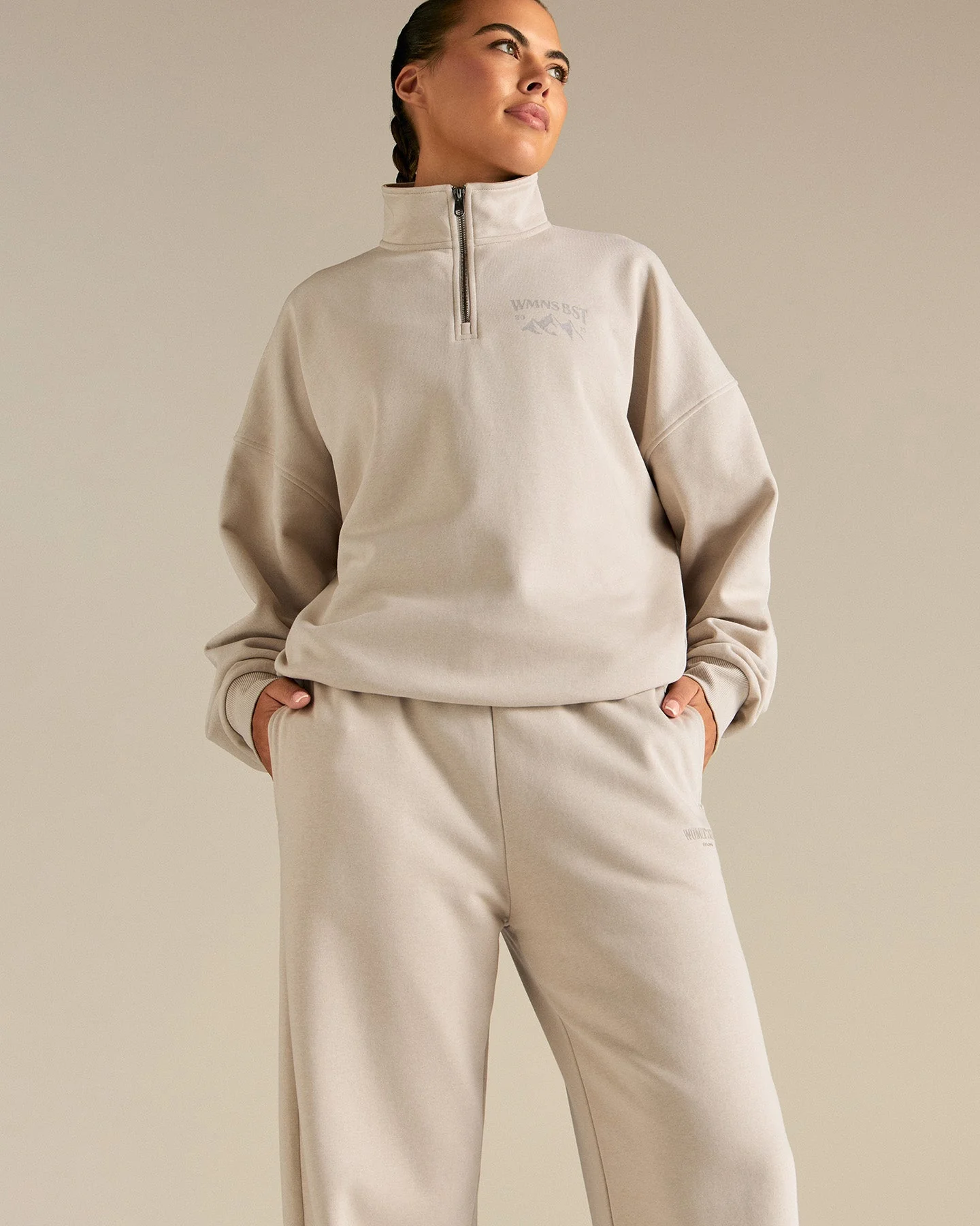 Comfort Cozy Straight Leg Joggers | Stone - Image 6