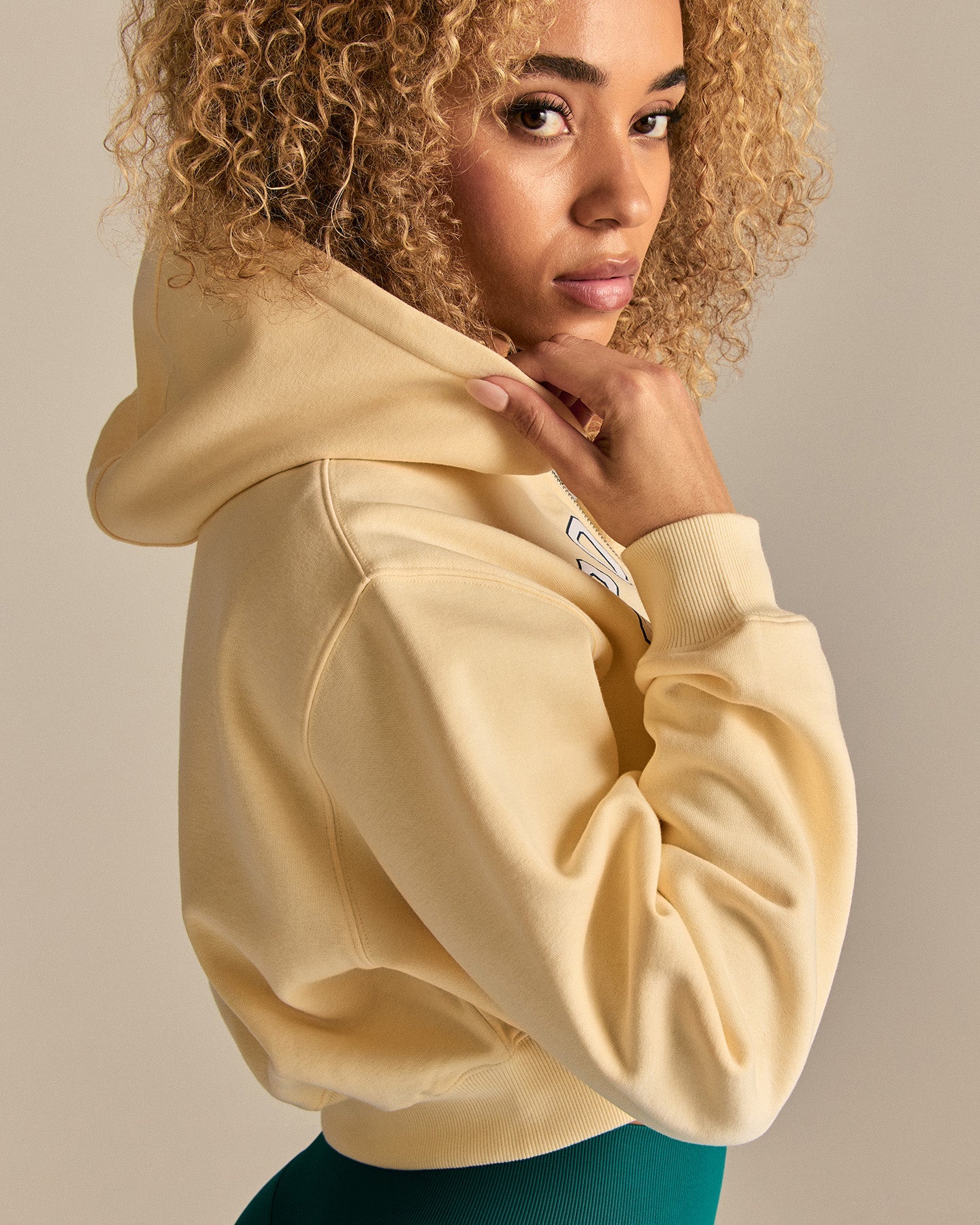 Comfort Cropped Sports Club Hoodie | Buttercup - Image 2