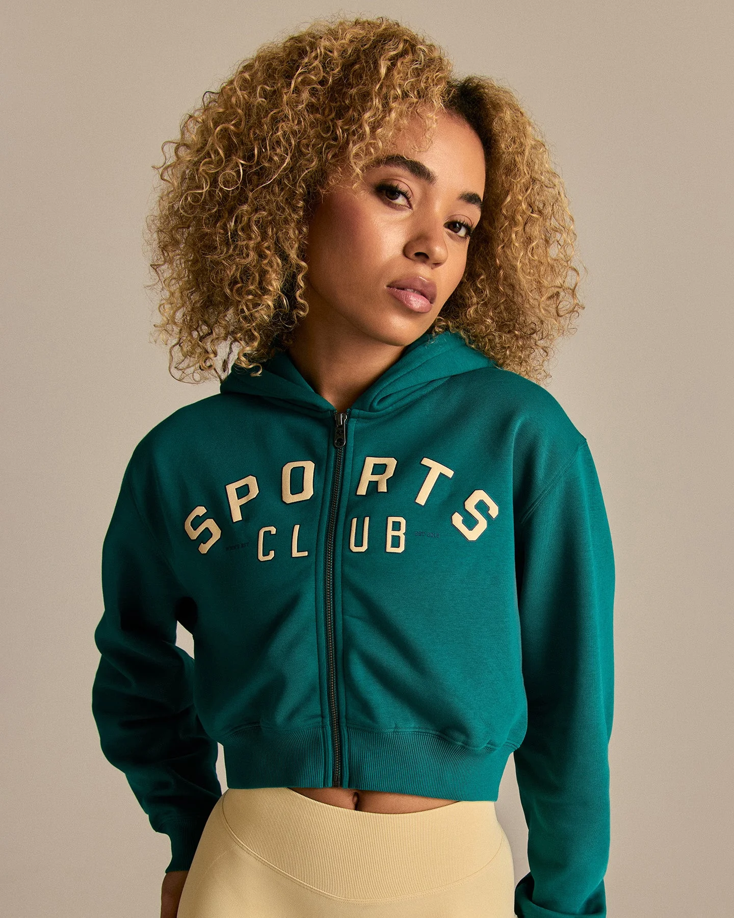 Comfort Cropped Sports Club Hoodie | Eden Green - Image 4