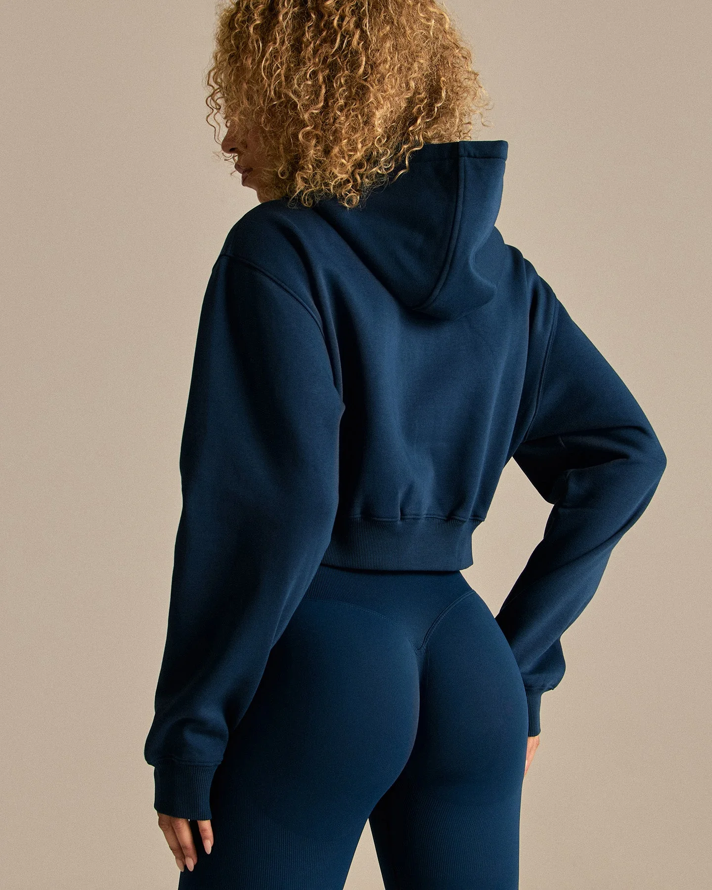 Comfort Cropped Sports Club Hoodie | True Navy - Image 2