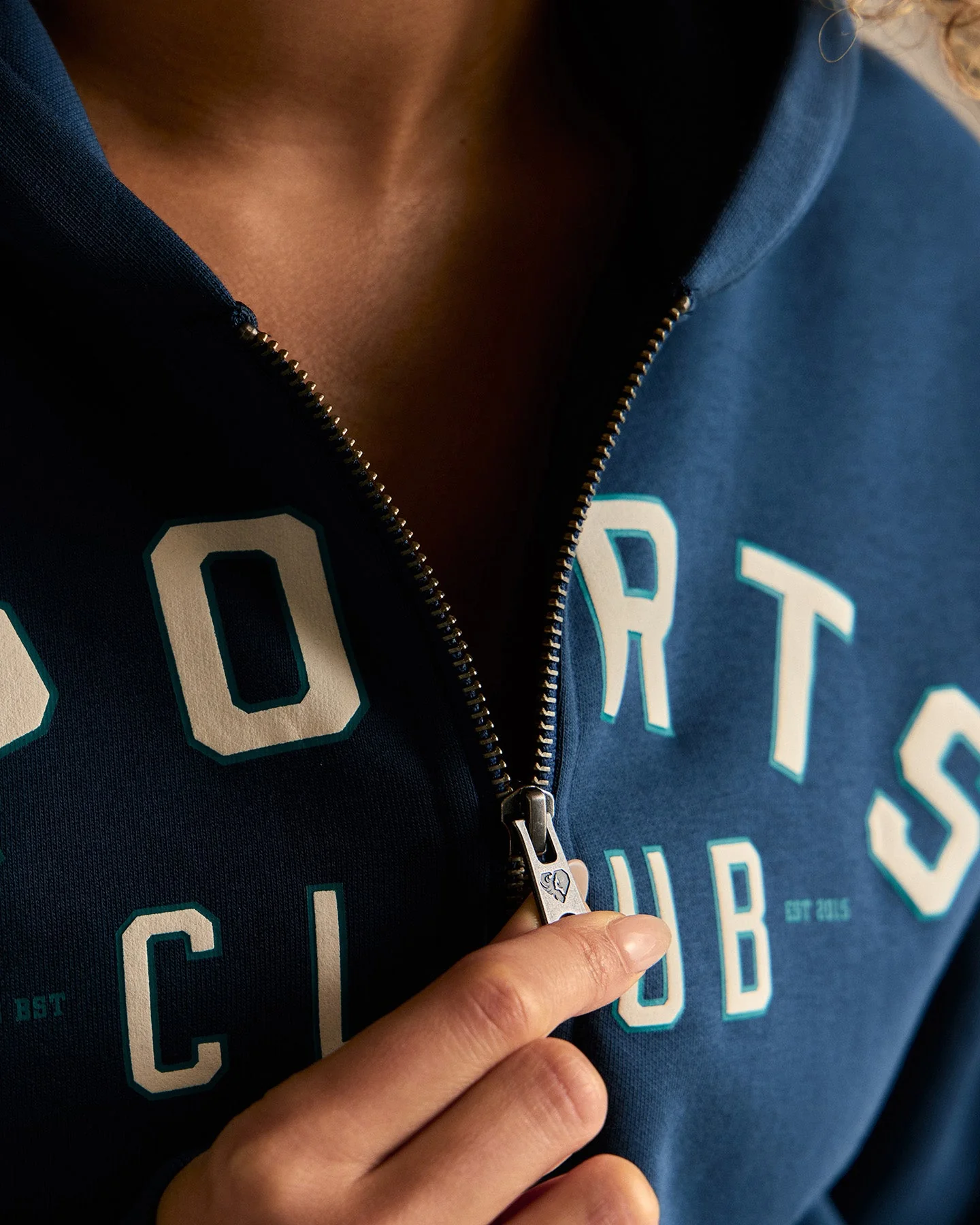 Comfort Cropped Sports Club Hoodie | True Navy - Image 6