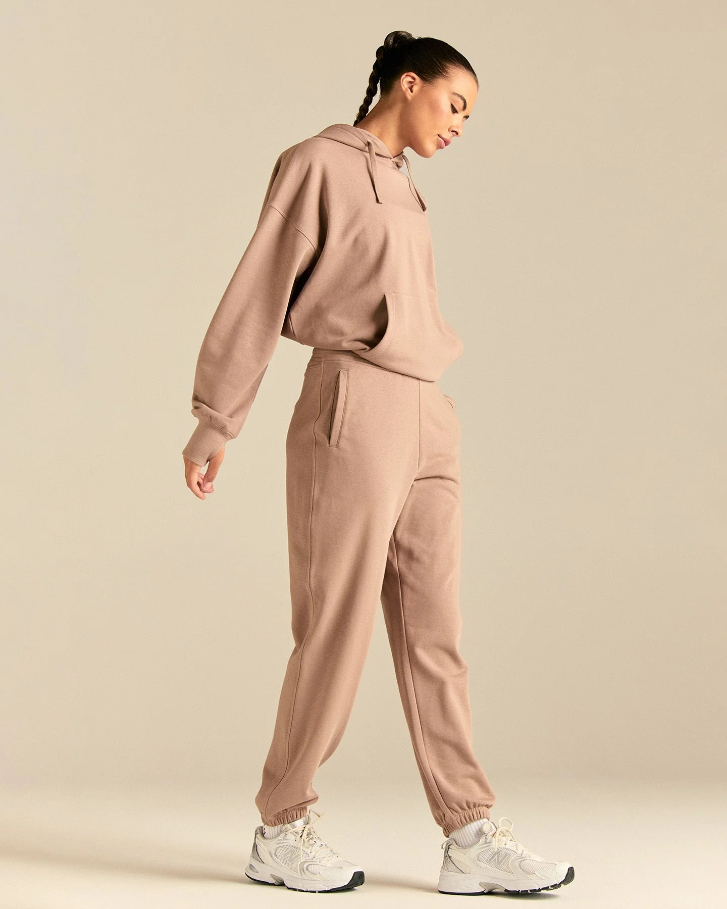 Comfort Cuffed Hem Joggers | Mauve Taupe - Image 6