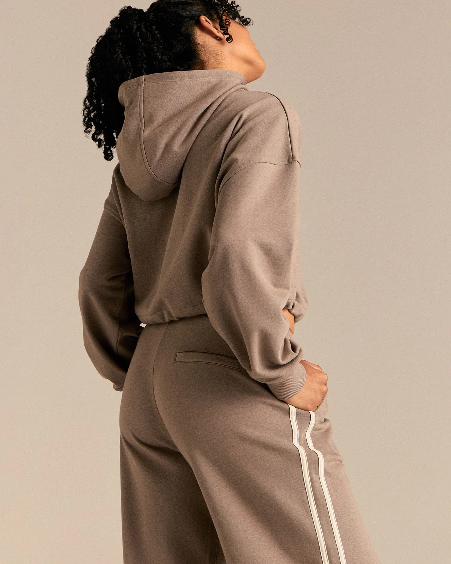 Comfort Lightweight Contrast Joggers | Taupe Grey - Image 3