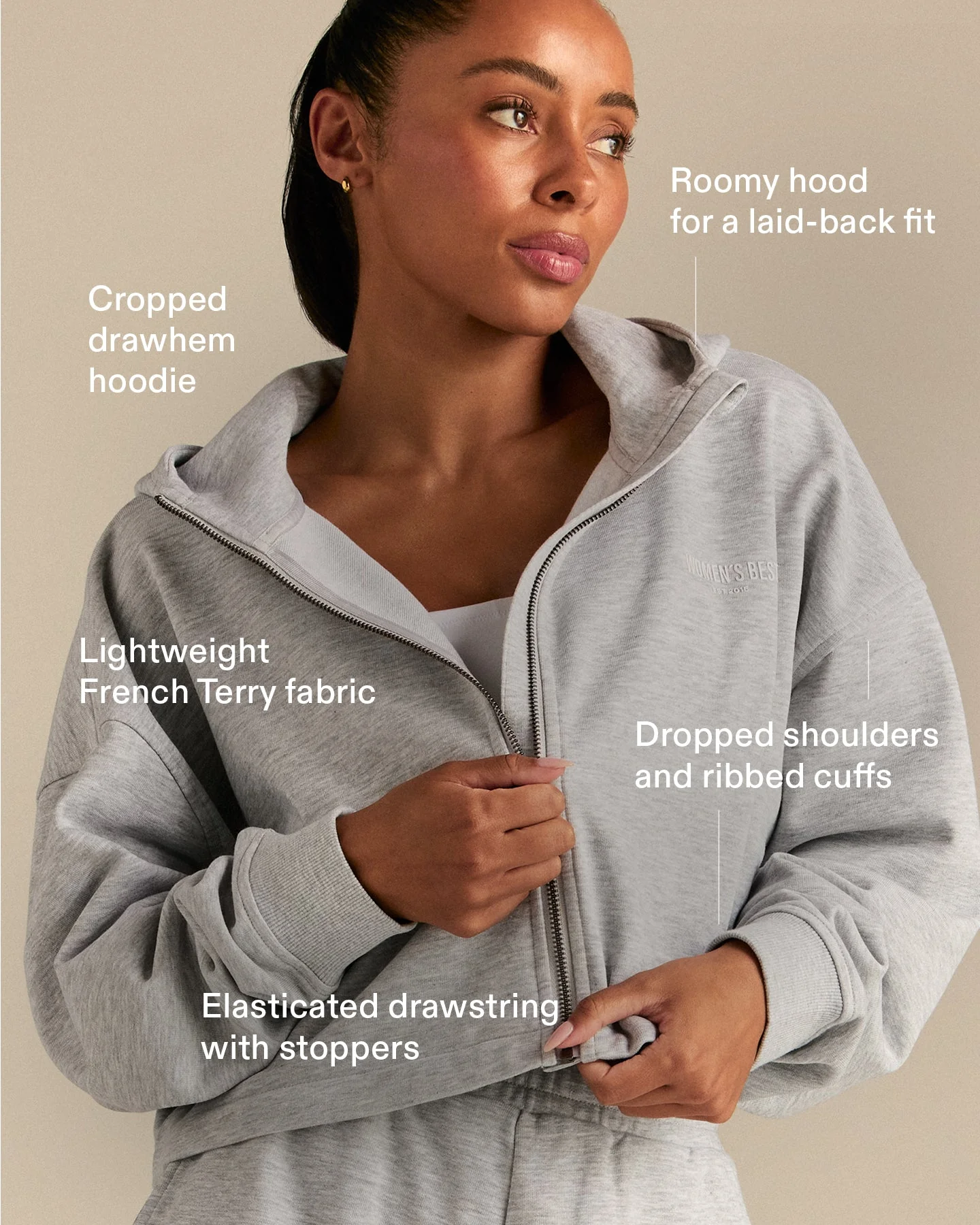 Comfort Lightweight Draw Hem Hoodie | Grey Marl - Image 4