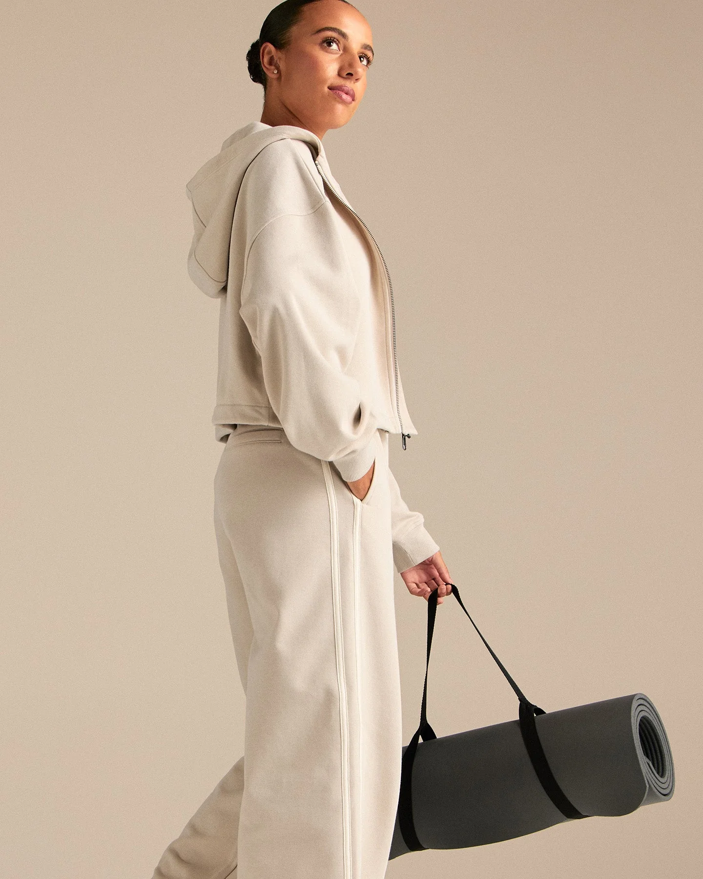 Comfort Lightweight Draw Hem Hoodie | Stone - Image 7