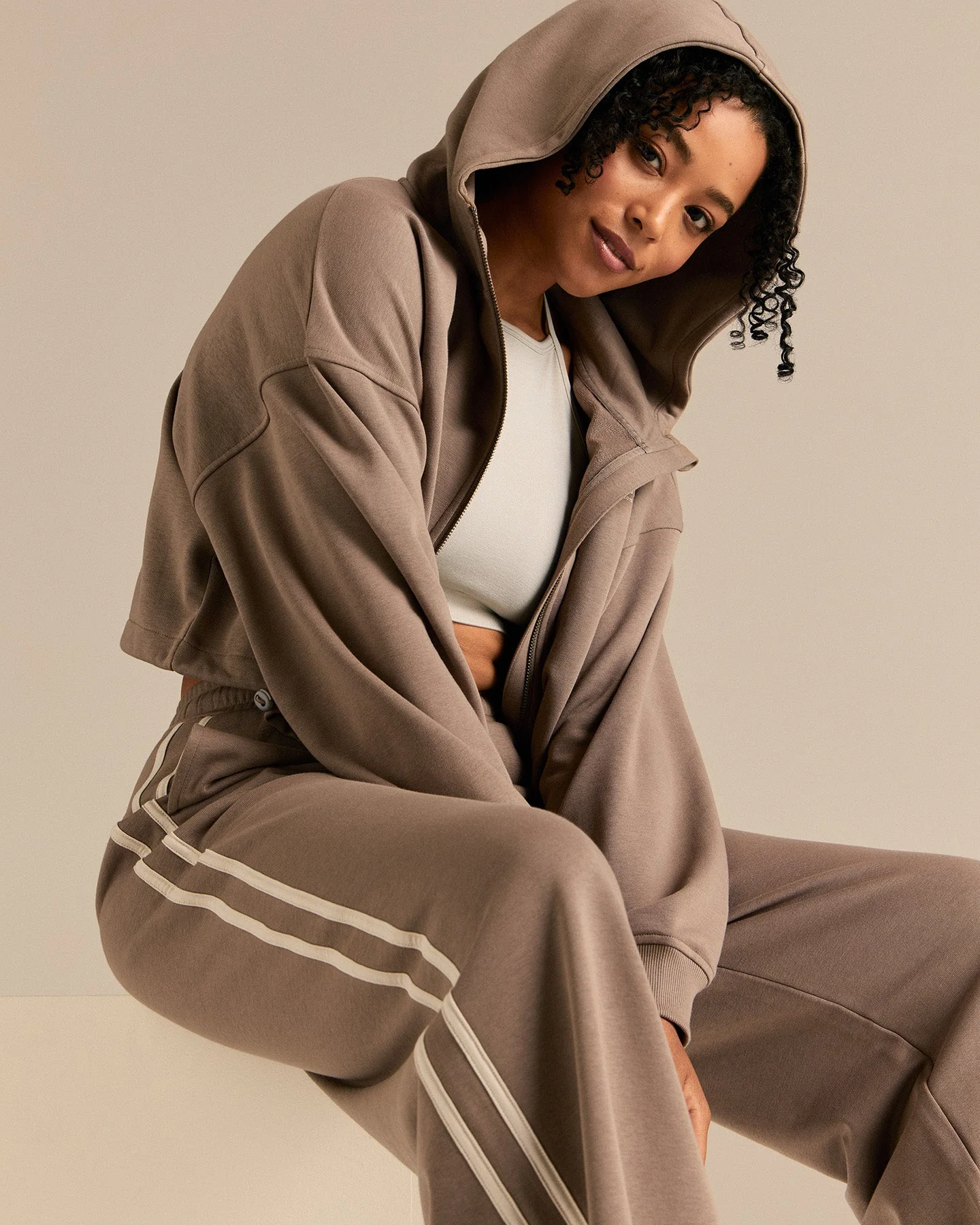 Comfort Lightweight Draw Hem Hoodie | Taupe Grey - Image 6