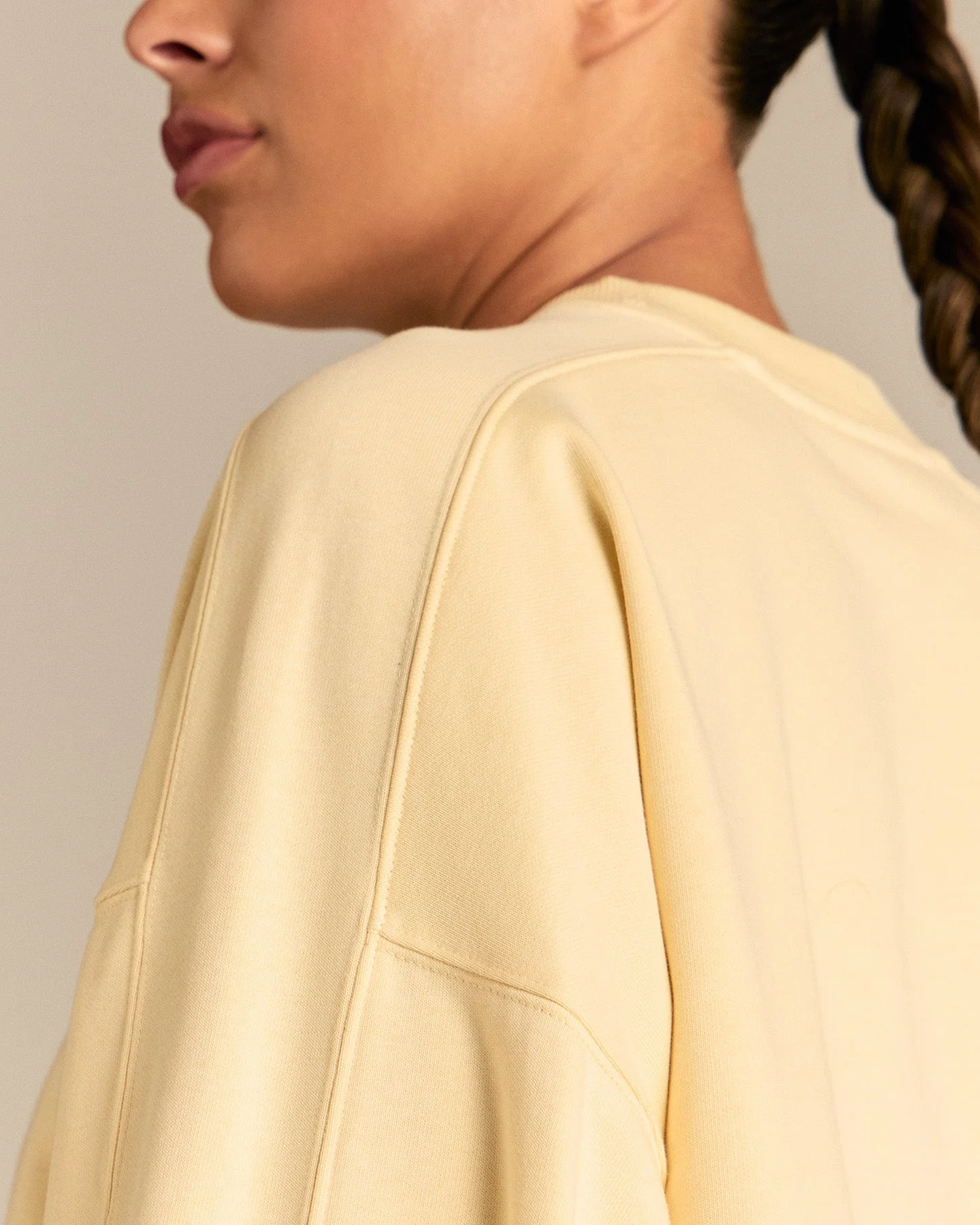 Comfort Lightweight Raw Edge Oversized Crew Neck | Buttercup - Image 2