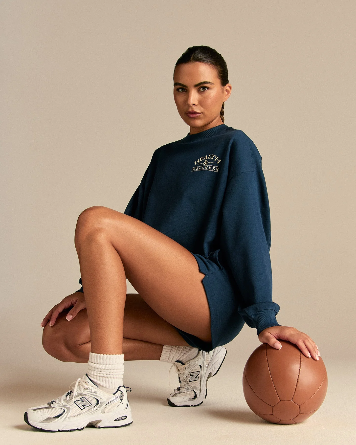 Comfort Lightweight Raw Edge Oversized Crew Neck | True Navy - Image 2
