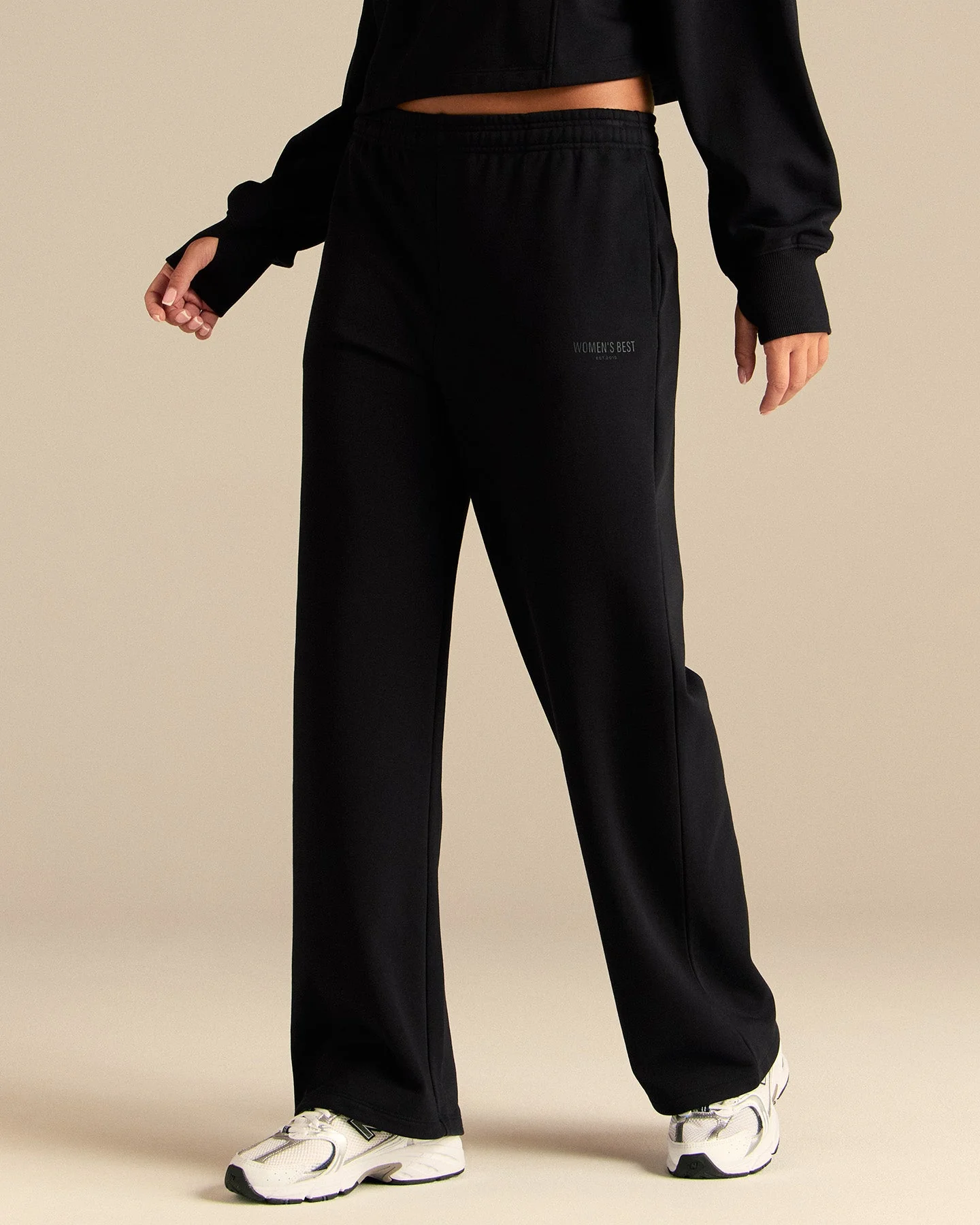 Comfort Lightweight Straight Leg Mid Waist Joggers | Black