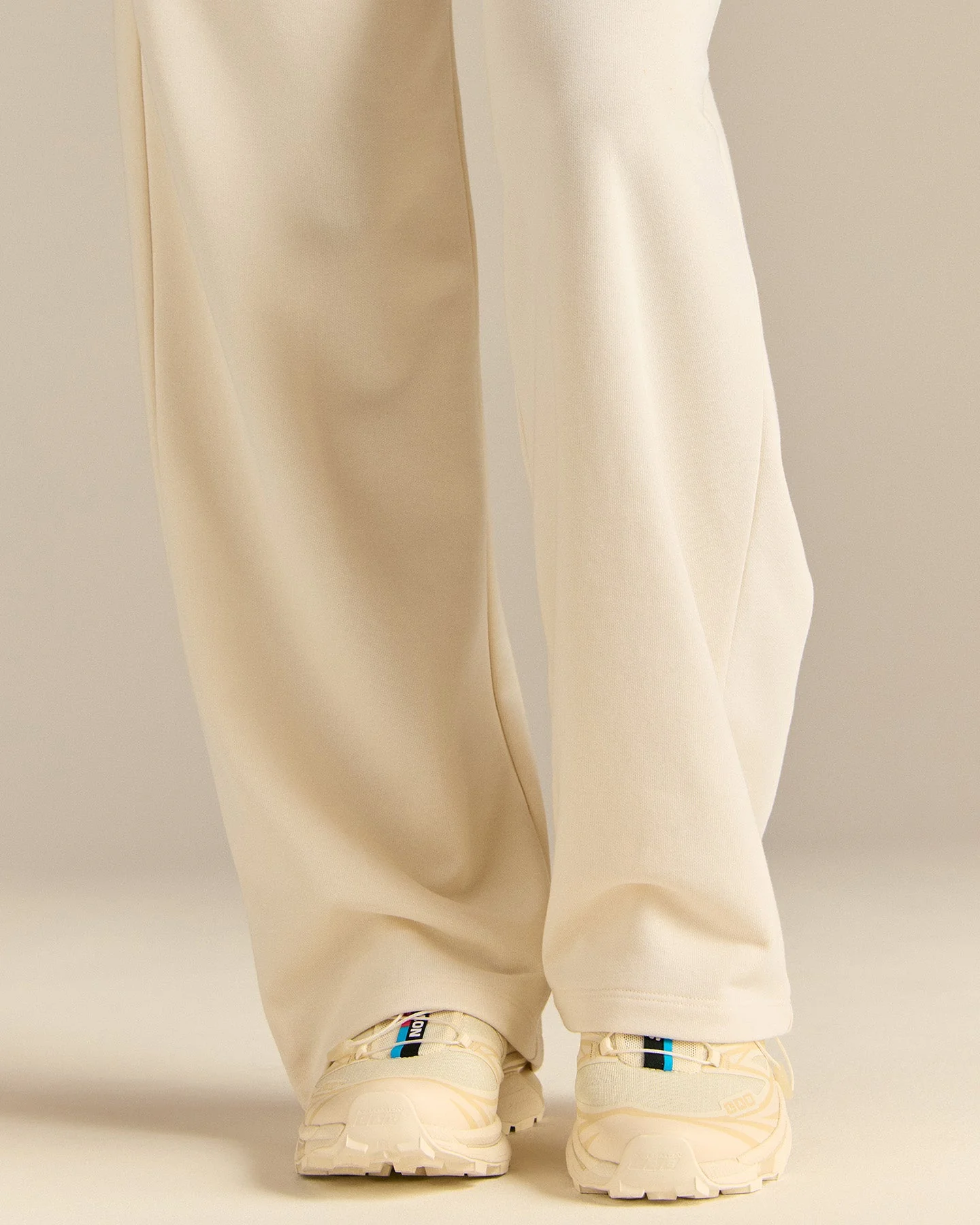 Comfort Lightweight Straight Leg Mid Waist Joggers | Coconut White - Image 3