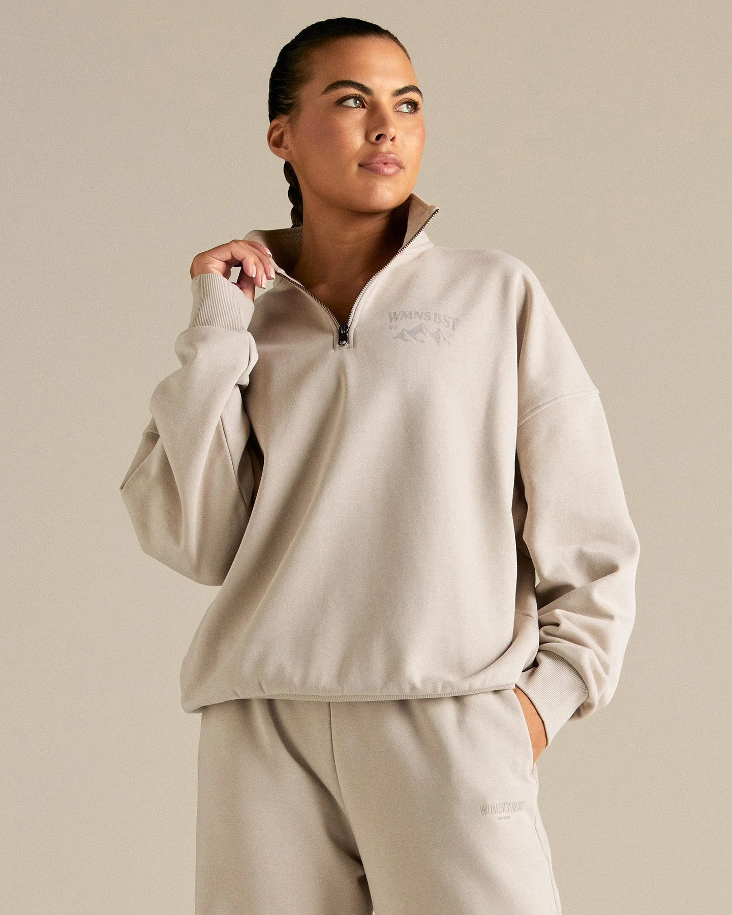 Comfort Outdoor 1/4 Zip Graphic Sweat | Stone