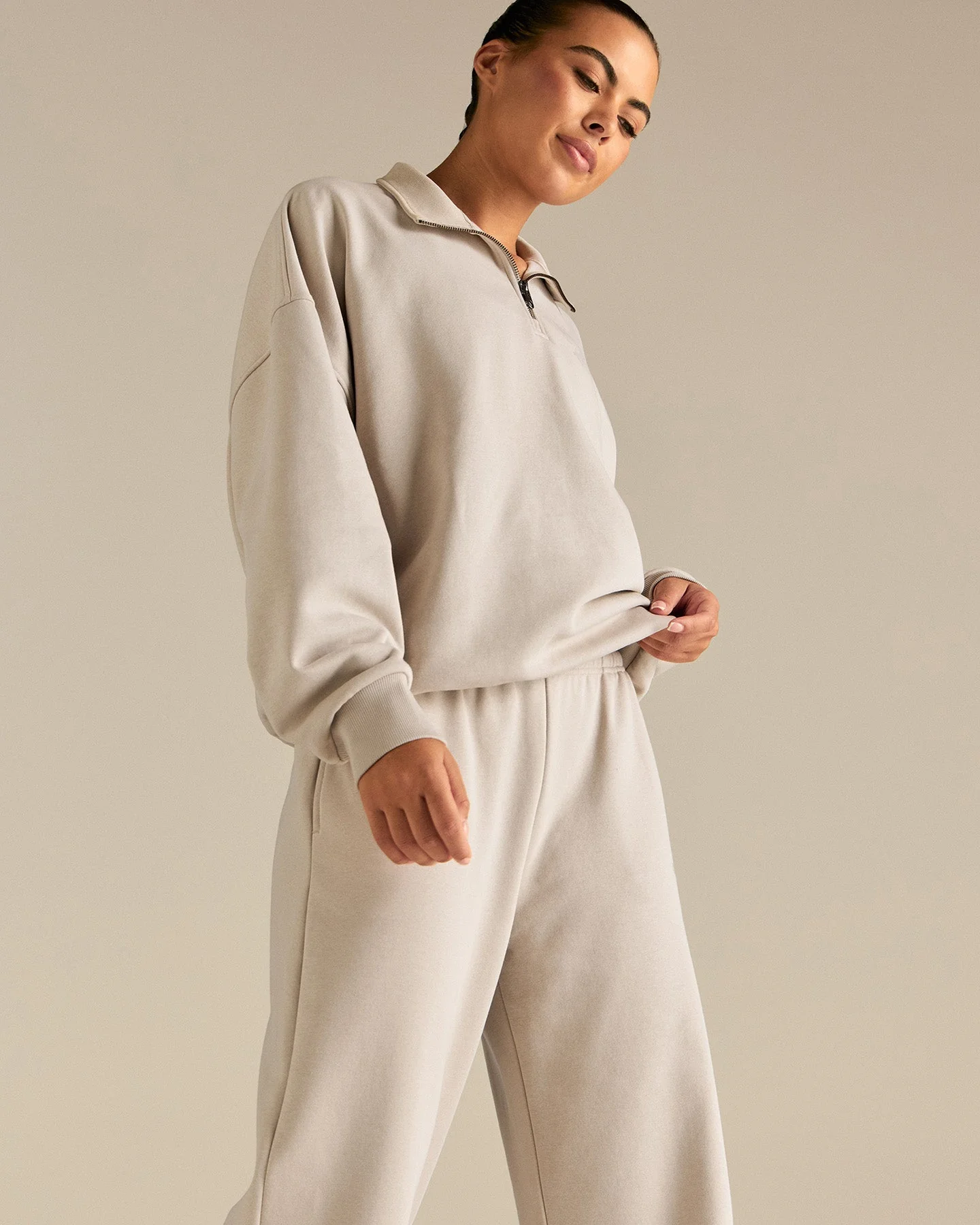 Comfort Outdoor 1/4 Zip Graphic Sweat | Stone - Image 6