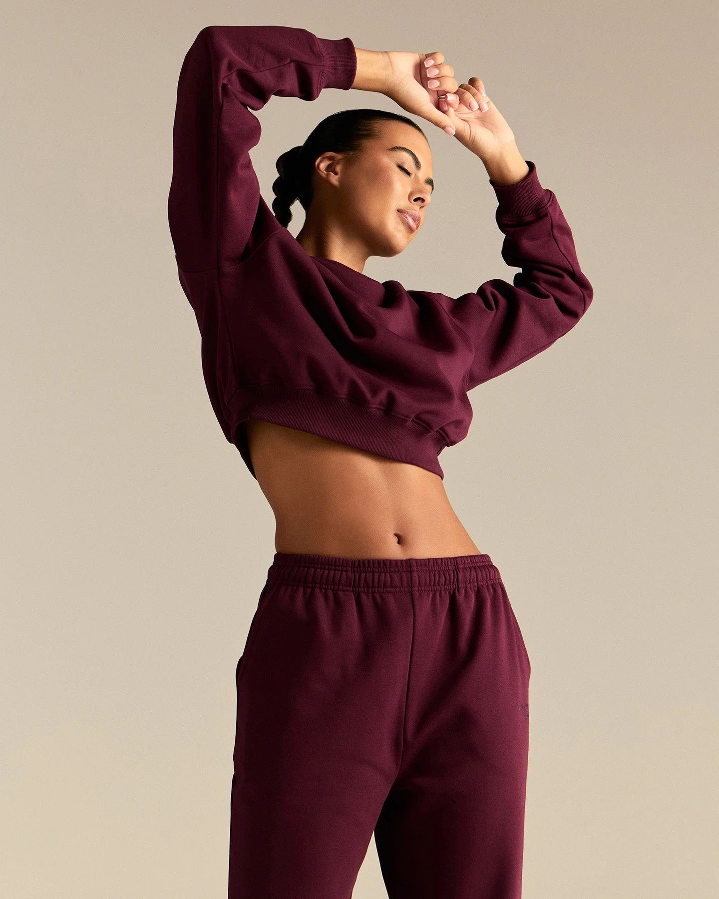 Comfort Outdoor Cropped Crew Neck | Merlot - Image 3