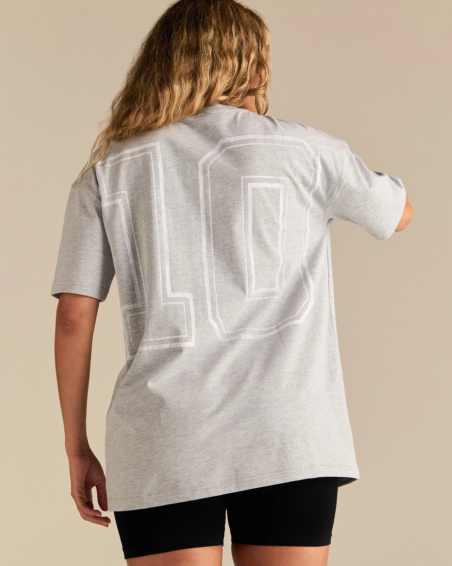 Comfort Oversized "10" Graphic T-Shirt | Grey Marl - Image 7