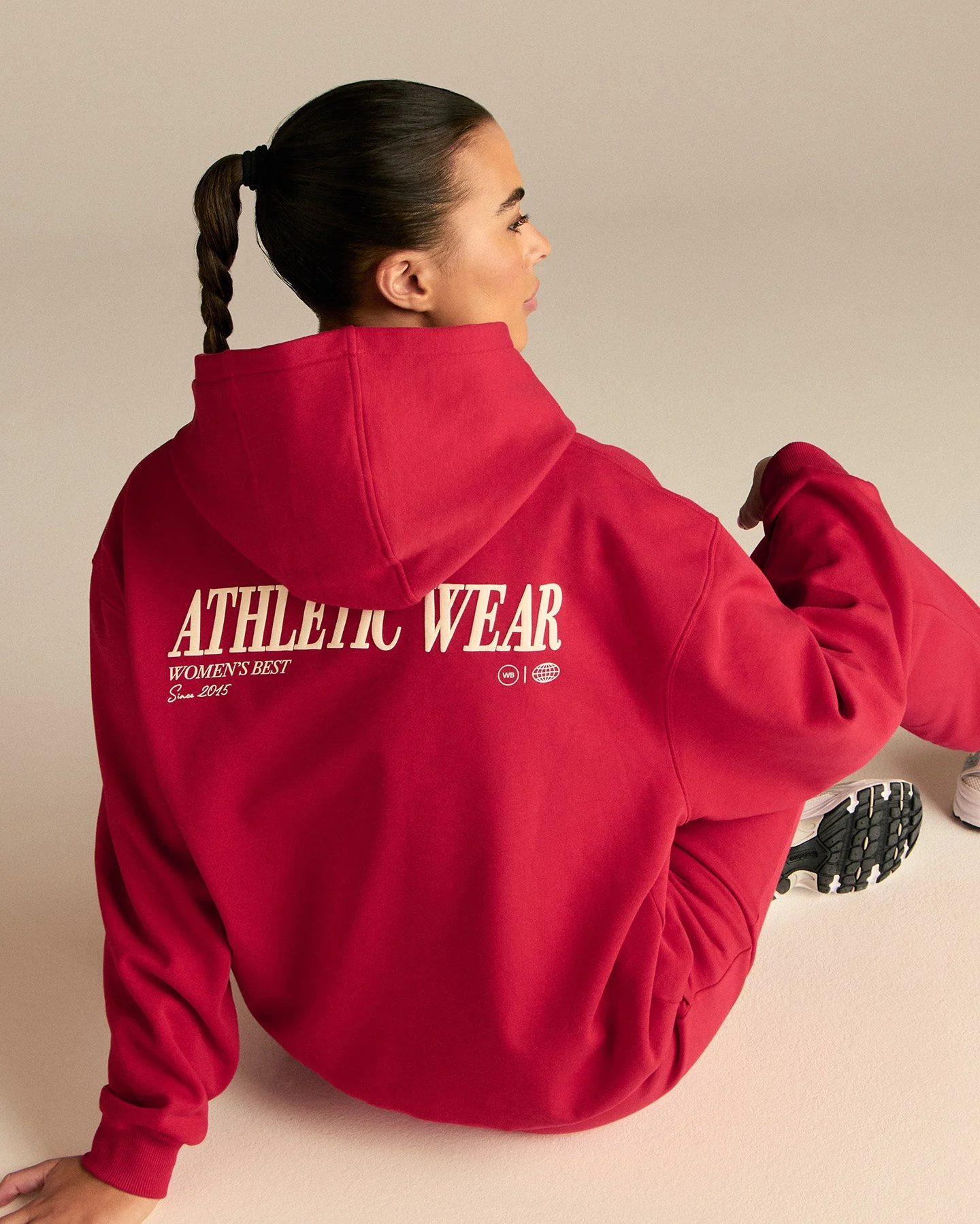 Comfort Oversized Athletic Graphic Hoodie | Candy Apple - Image 2