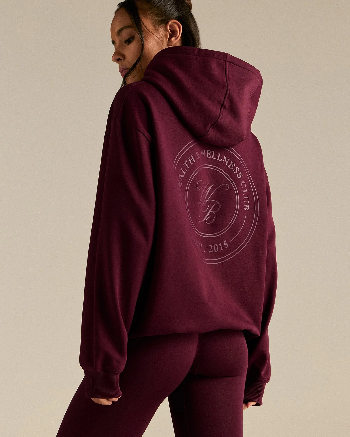 Comfort Oversized Health Club Graphic Hoodie | Merlot - Image 7
