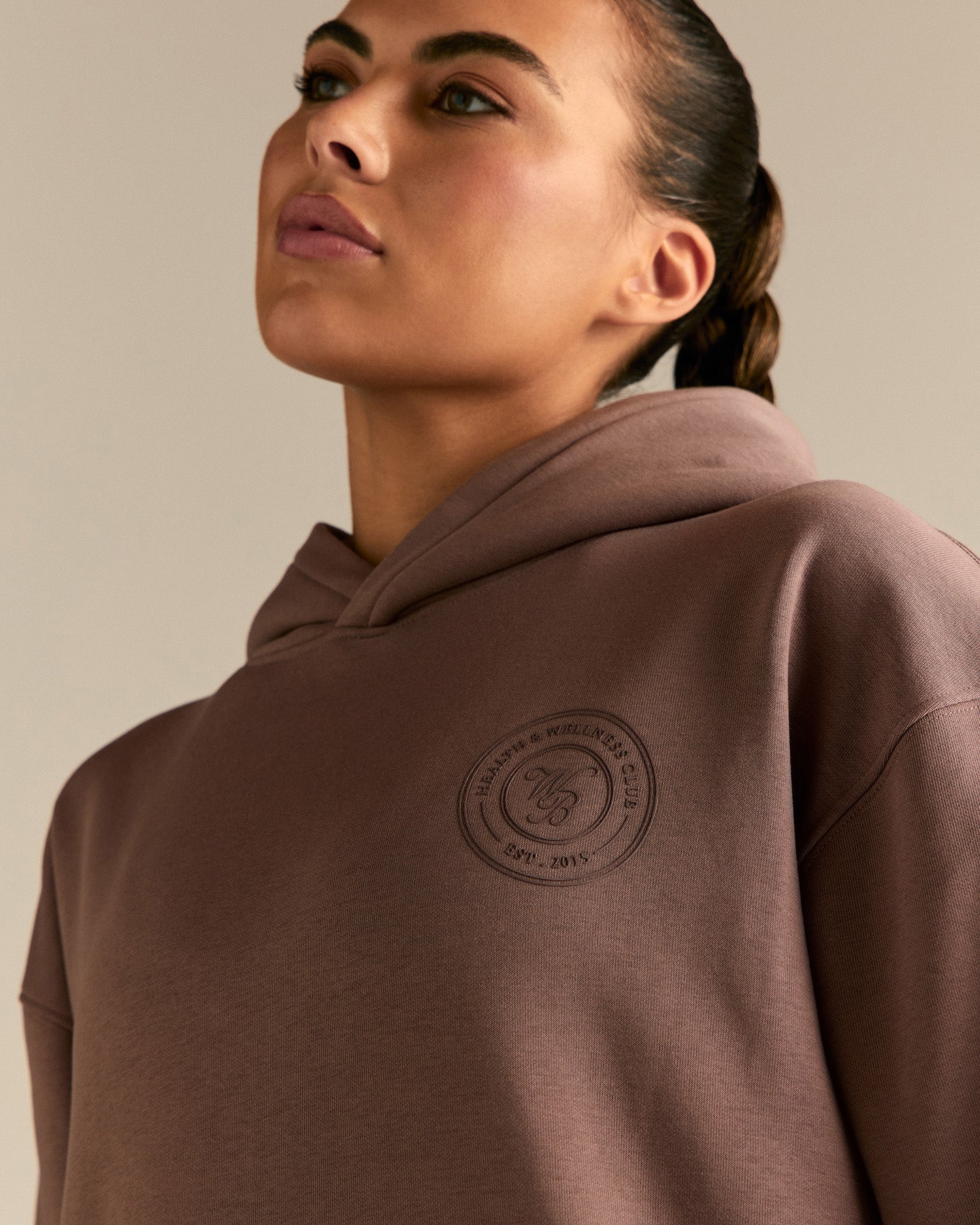 Comfort Oversized Health Club Graphic Hoodie | Mocha - Image 3