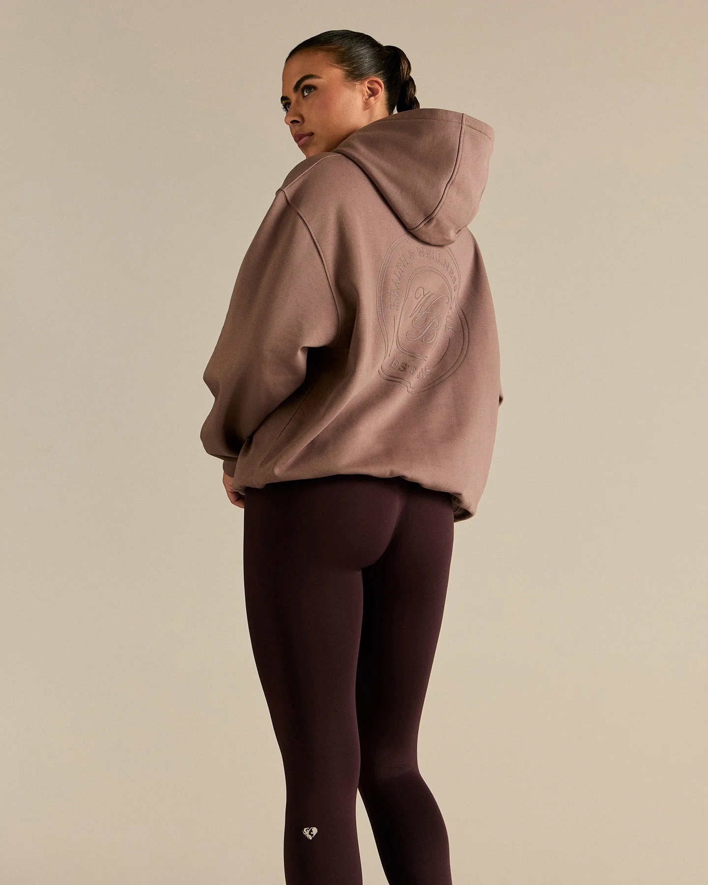 Comfort Oversized Health Club Graphic Hoodie | Mocha - Image 4