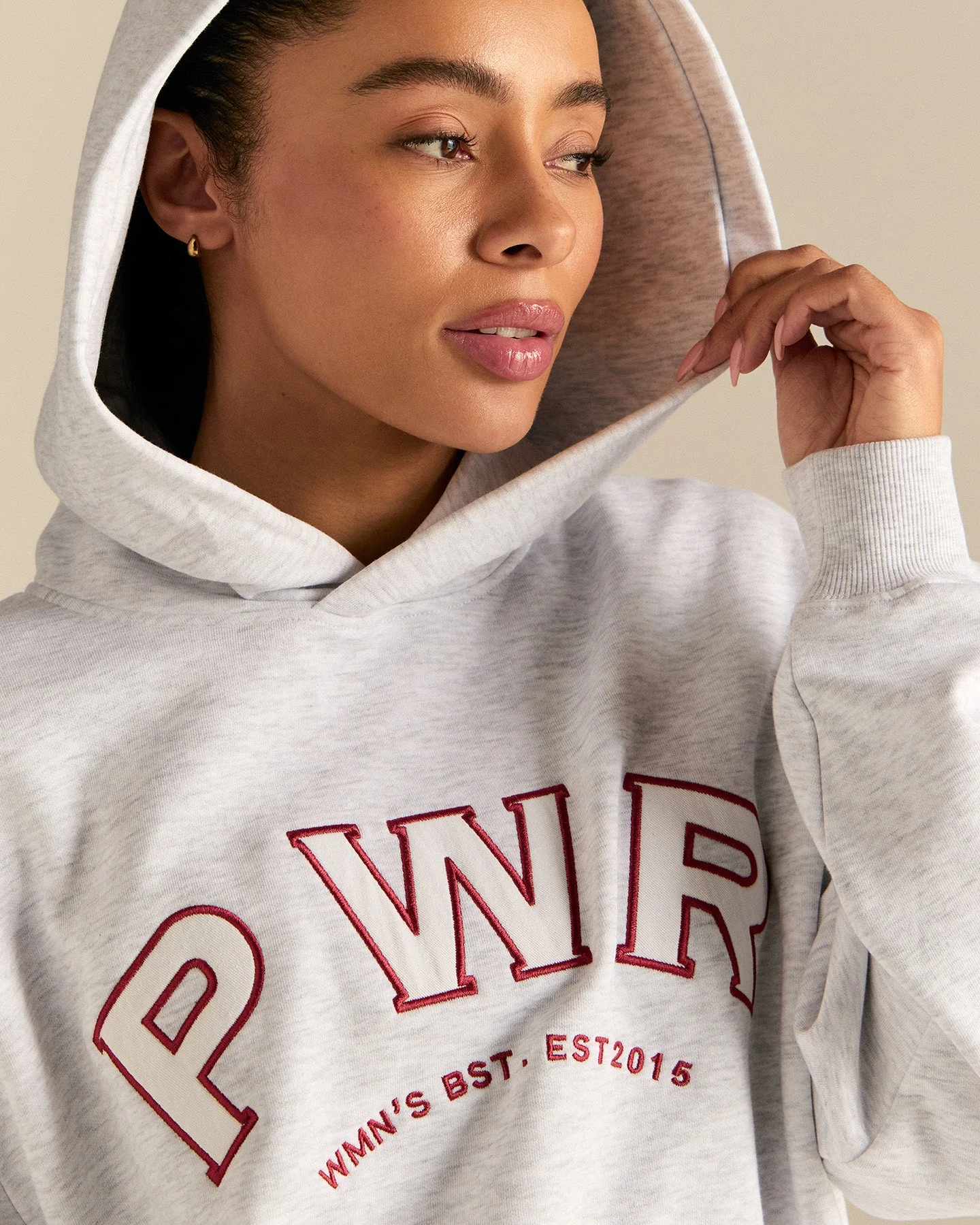 Comfort Oversized PWR Hoodie | Light Grey Marl - Image 6