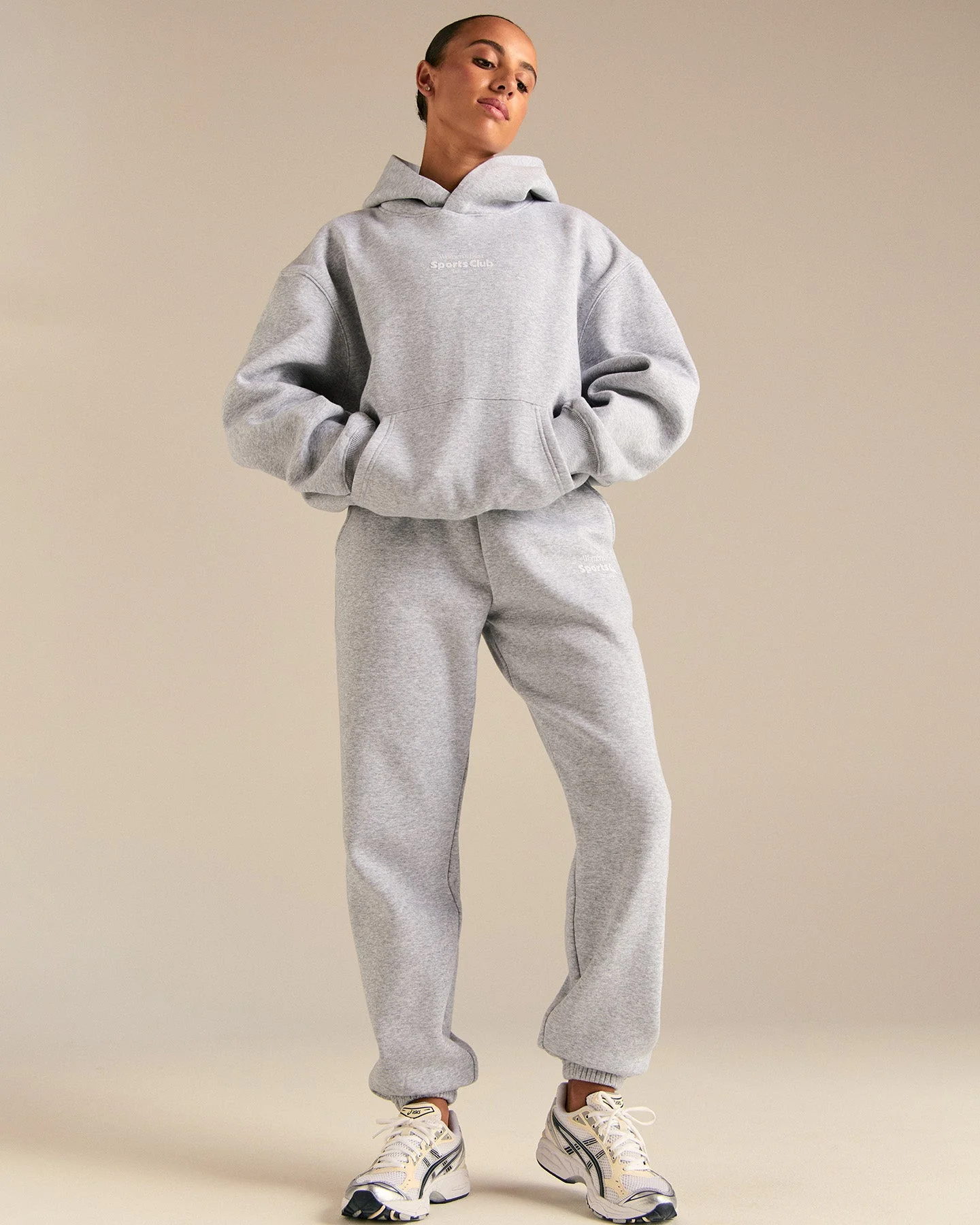 Comfort Oversized Sports Club Hoodie | Silver Grey Marl - Image 4