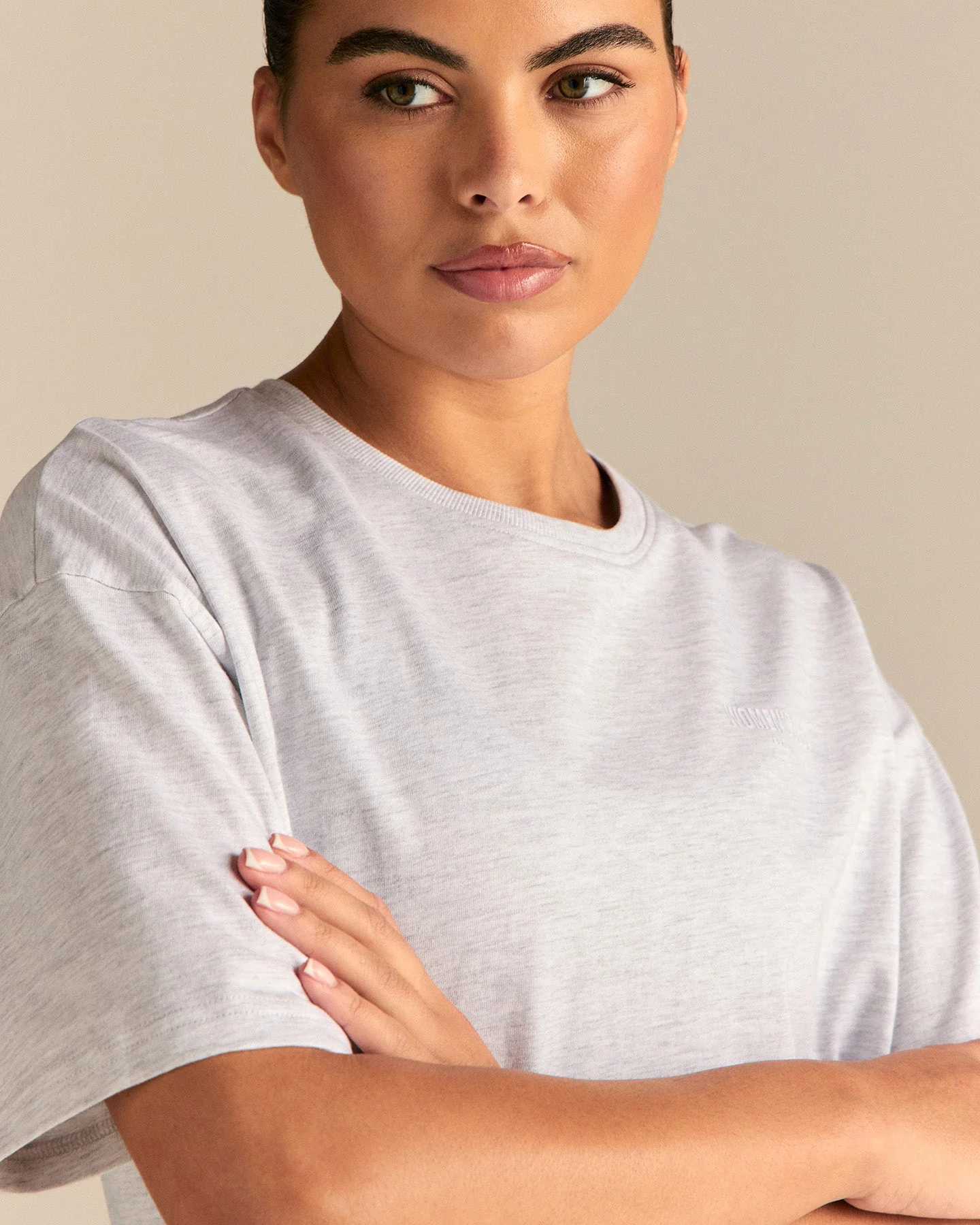 Comfort PWR Oversized Short Sleeve T-Shirt | Light Grey Marl - Image 2