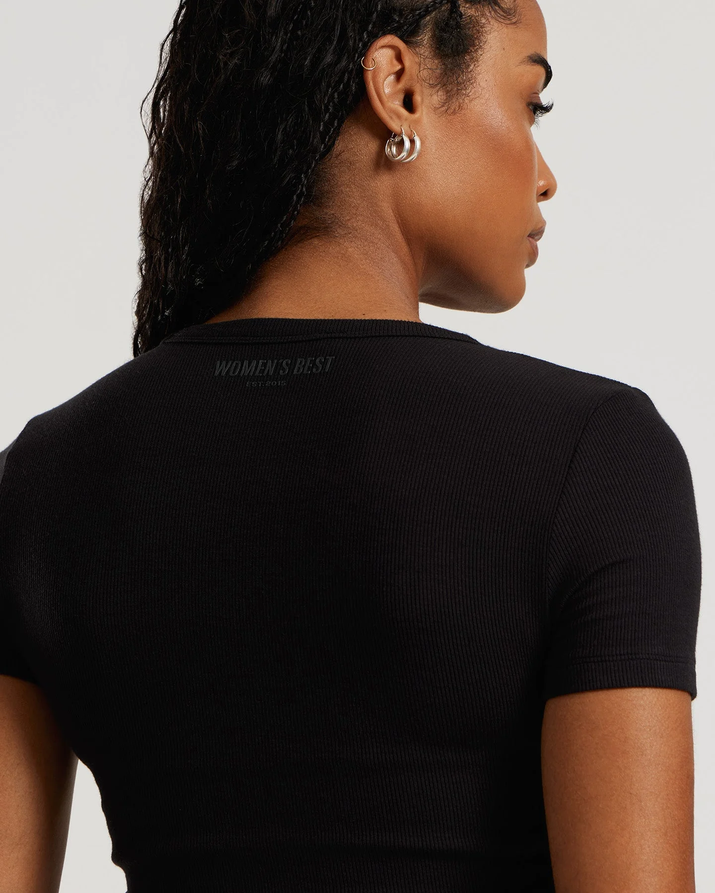 Comfort Ribbed Cropped T-Shirt | Black - Image 3