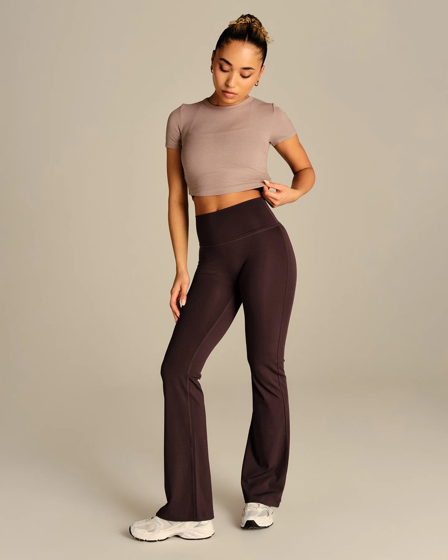 Comfort Ribbed Cropped T-Shirt | Mauve Taupe - Image 4