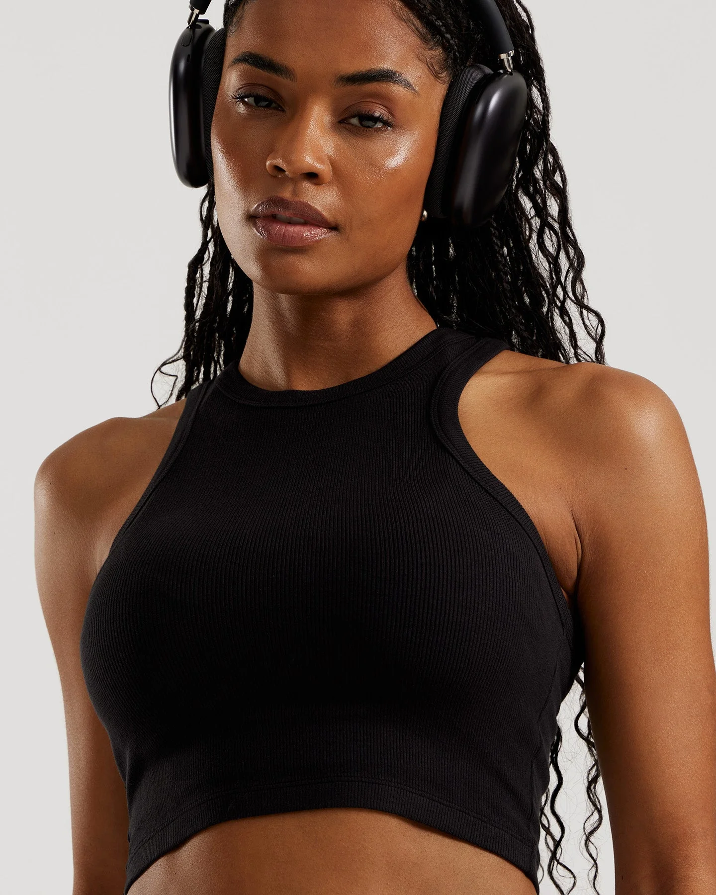 Comfort Ribbed Cropped Tank | Black - Image 4