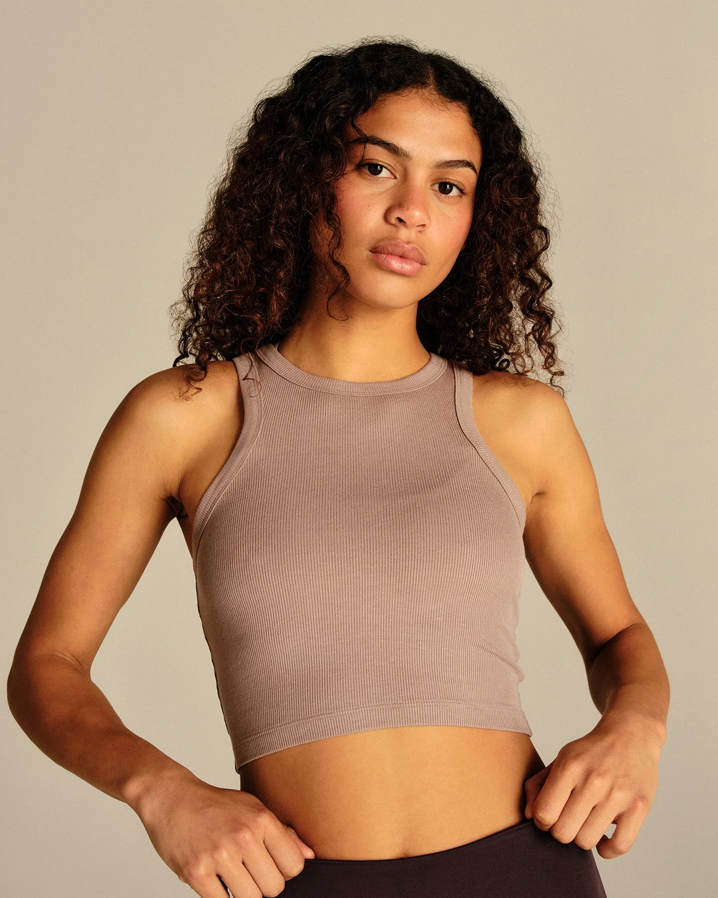 Comfort Ribbed Cropped Tank | Mauve Taupe