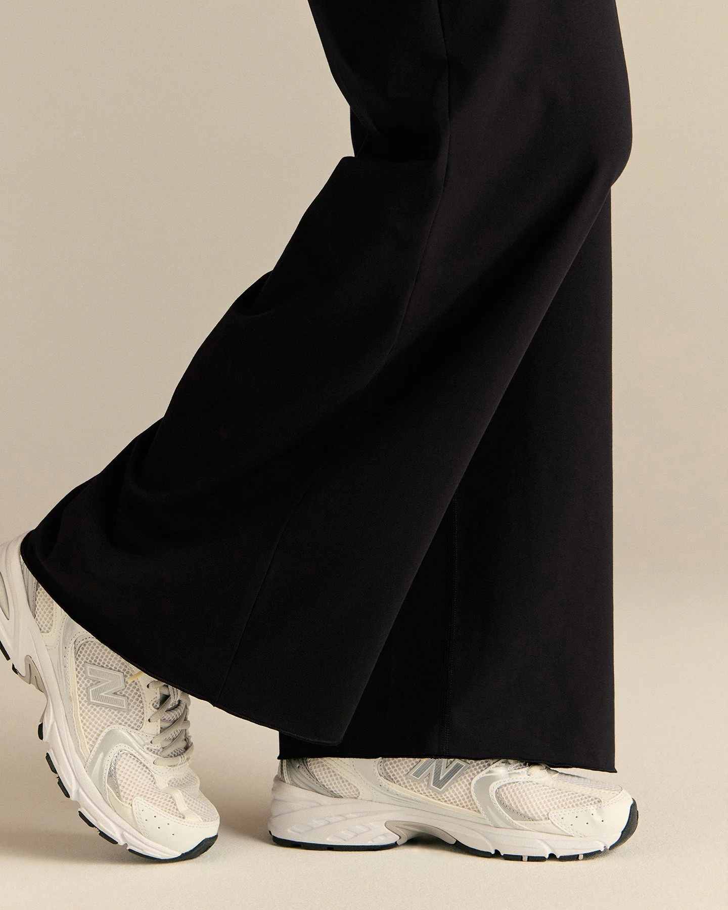 Cotton Contour Fold Over Straight Leg Pants | Black - Image 3