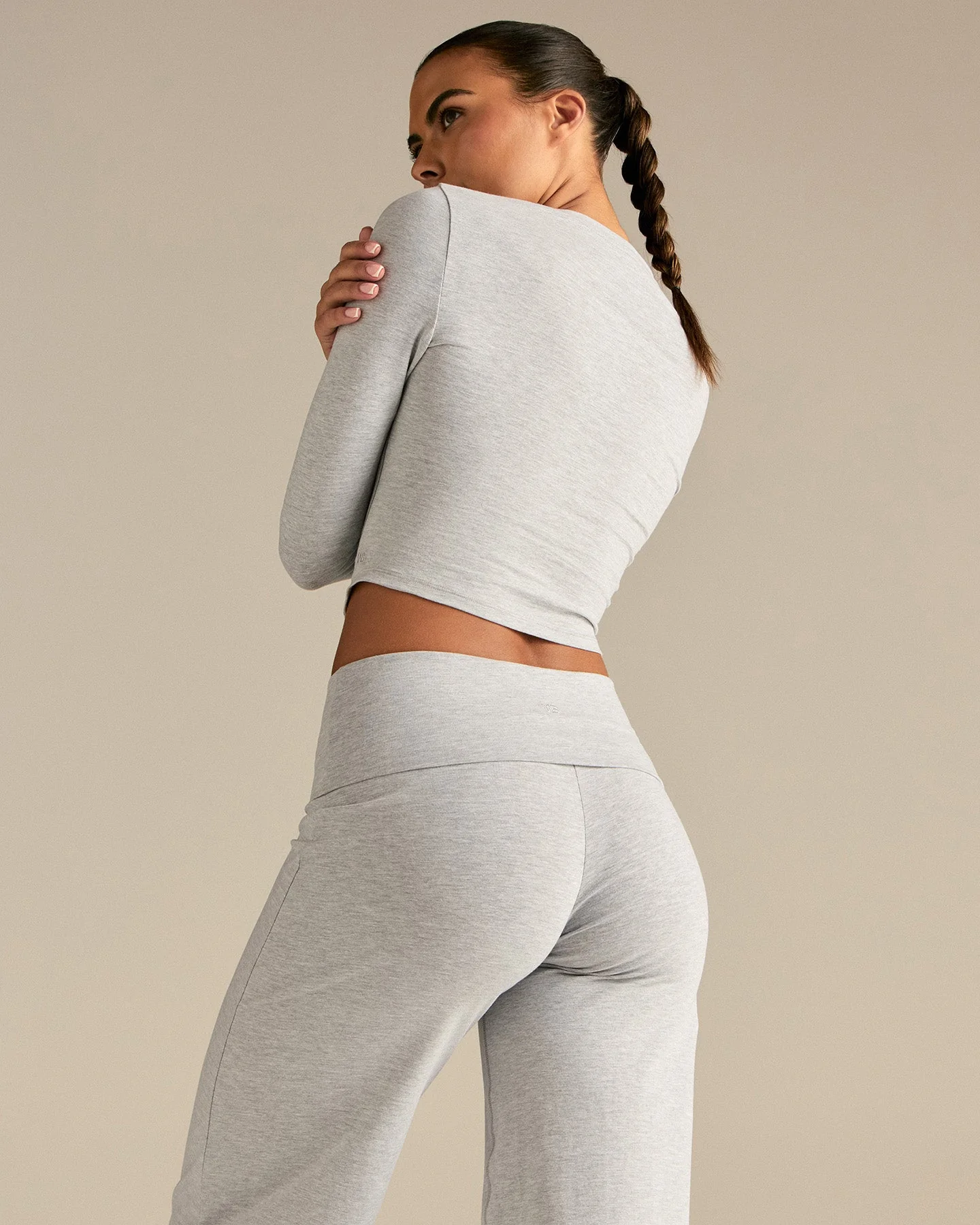 Cotton Contour Long Sleeve T-Shirt | Grey Marl - Image 8