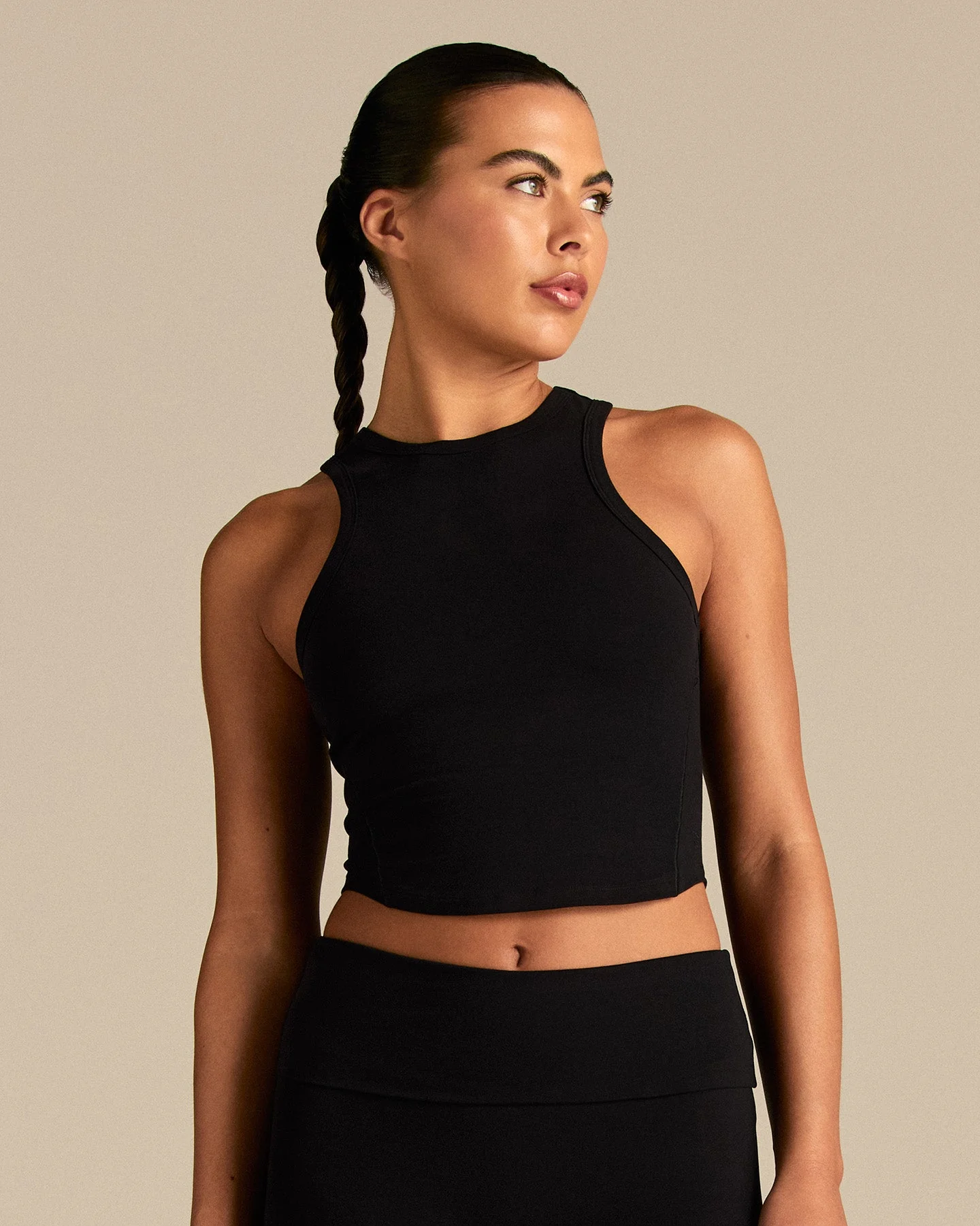 Cotton Contour Racer Tank | Black