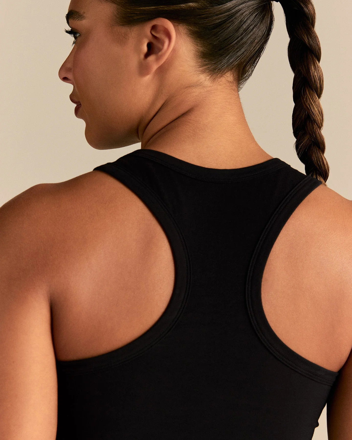 Cotton Contour Racer Tank | Black - Image 2