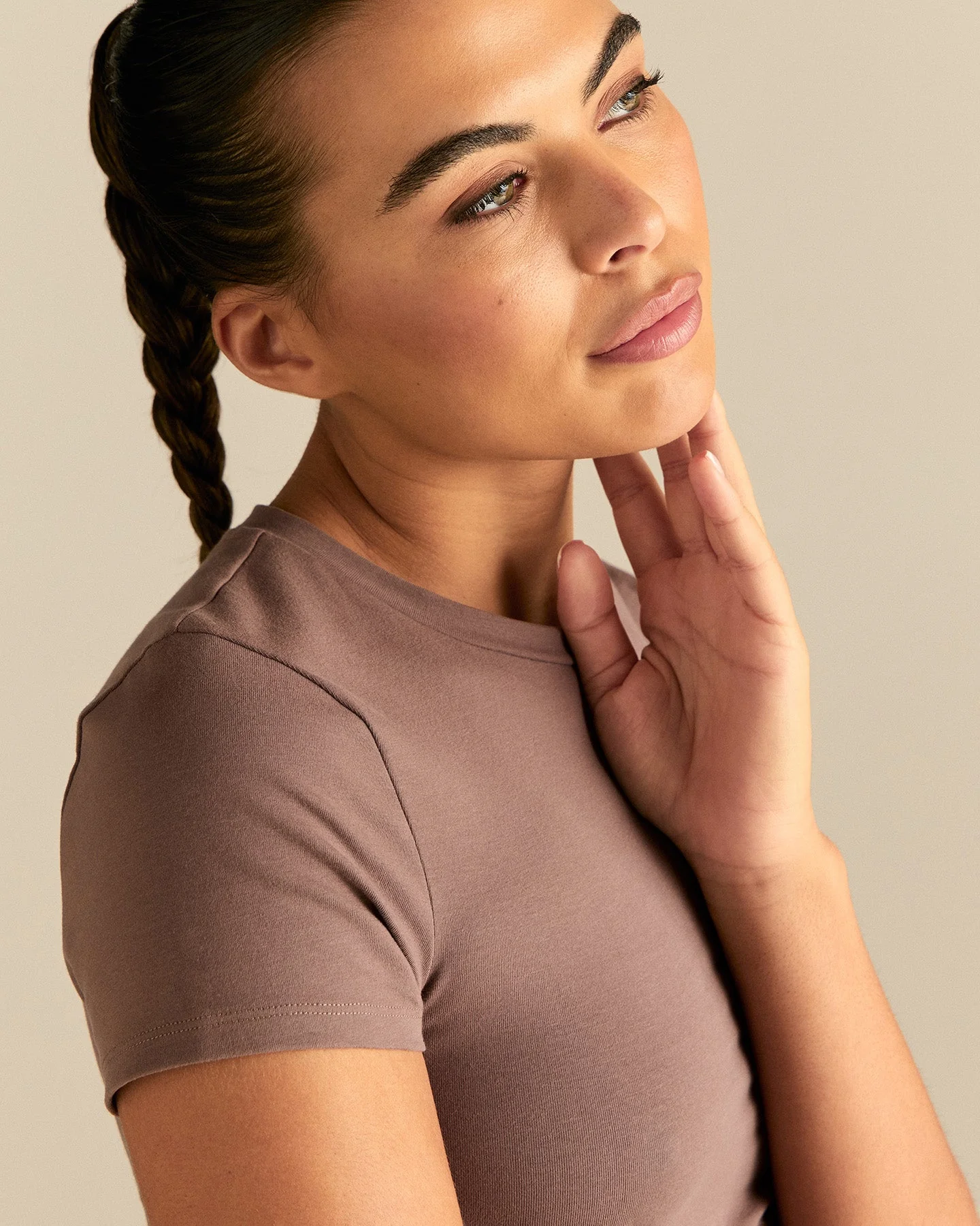 Cotton Contour Short Sleeve T-Shirt | Mocha - Image 3