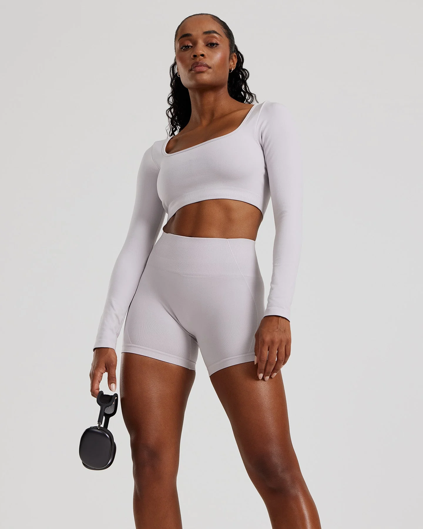 Define 2.0 Long Sleeve Built-In Bra Top | Steel Grey - Image 5