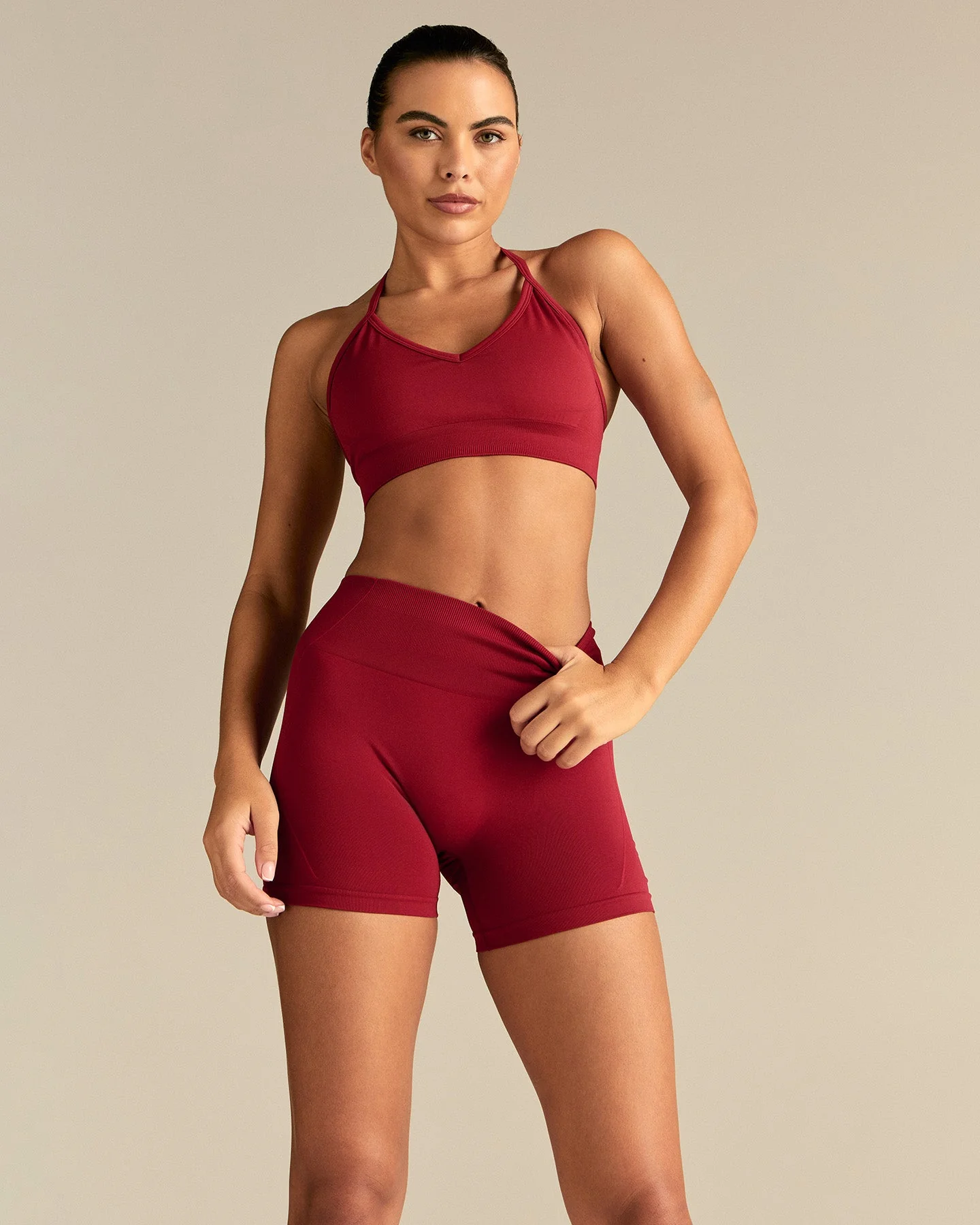Define 2.0 High Waist Scrunch Shorts 4" | True Red - Image 4