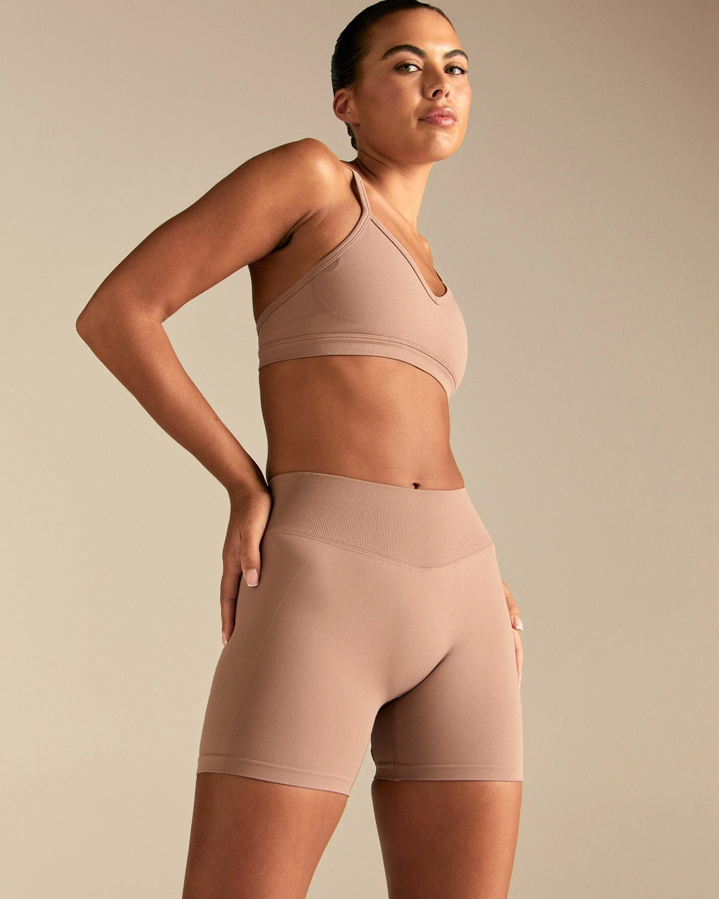 Emphasize Mid Waist 5" Shorts | Mauve Taupe - Image 4