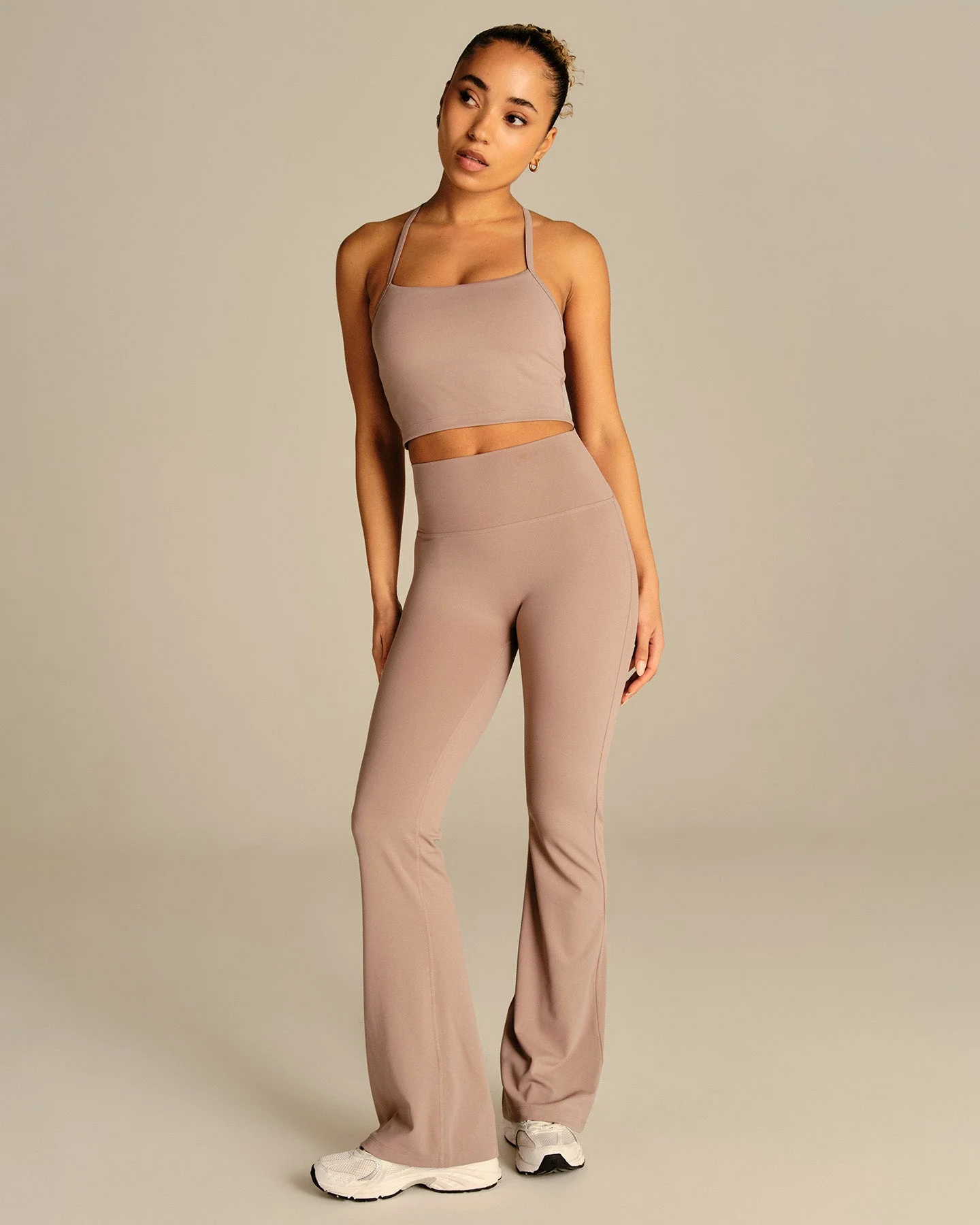 Essential Built-In Bra Crop Tank Top | Mauve Taupe - Image 3