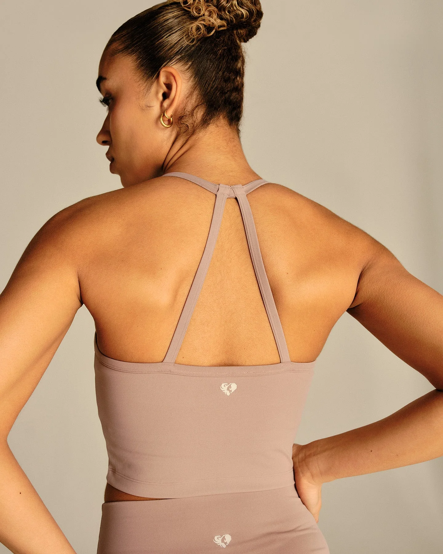 Essential Built-In Bra Crop Tank Top | Mauve Taupe - Image 6
