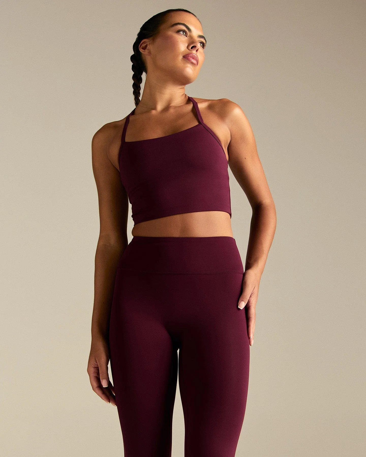 Essential Built-In Bra Crop Tank Top | Merlot - Image 4