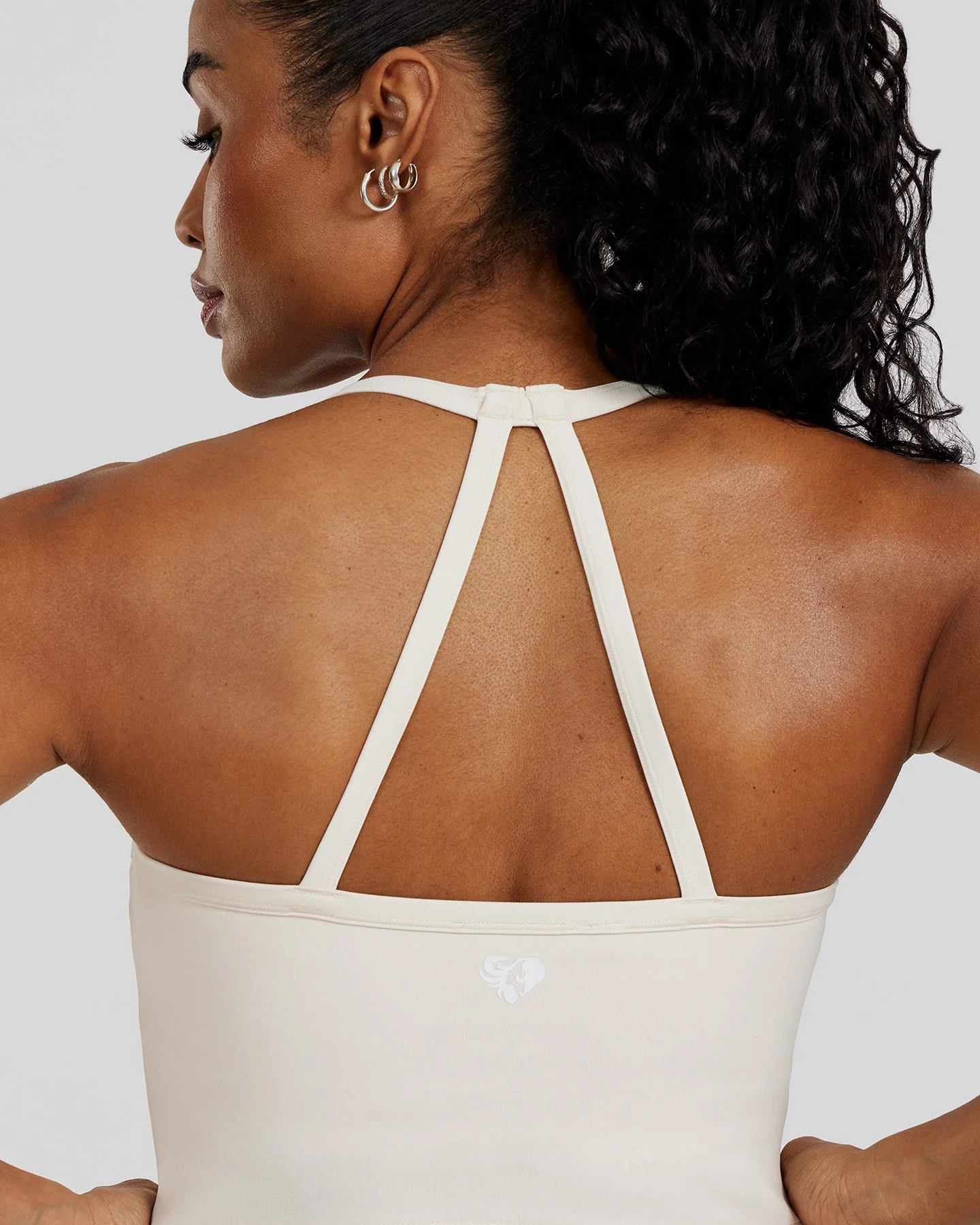 Essential Built-In Bra Crop Tank Top | Off White - Image 3