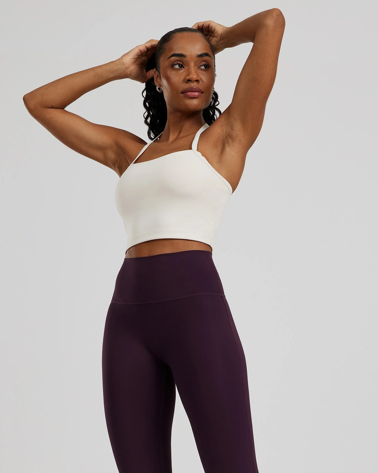 Essential Built-In Bra Crop Tank Top | Off White - Image 6
