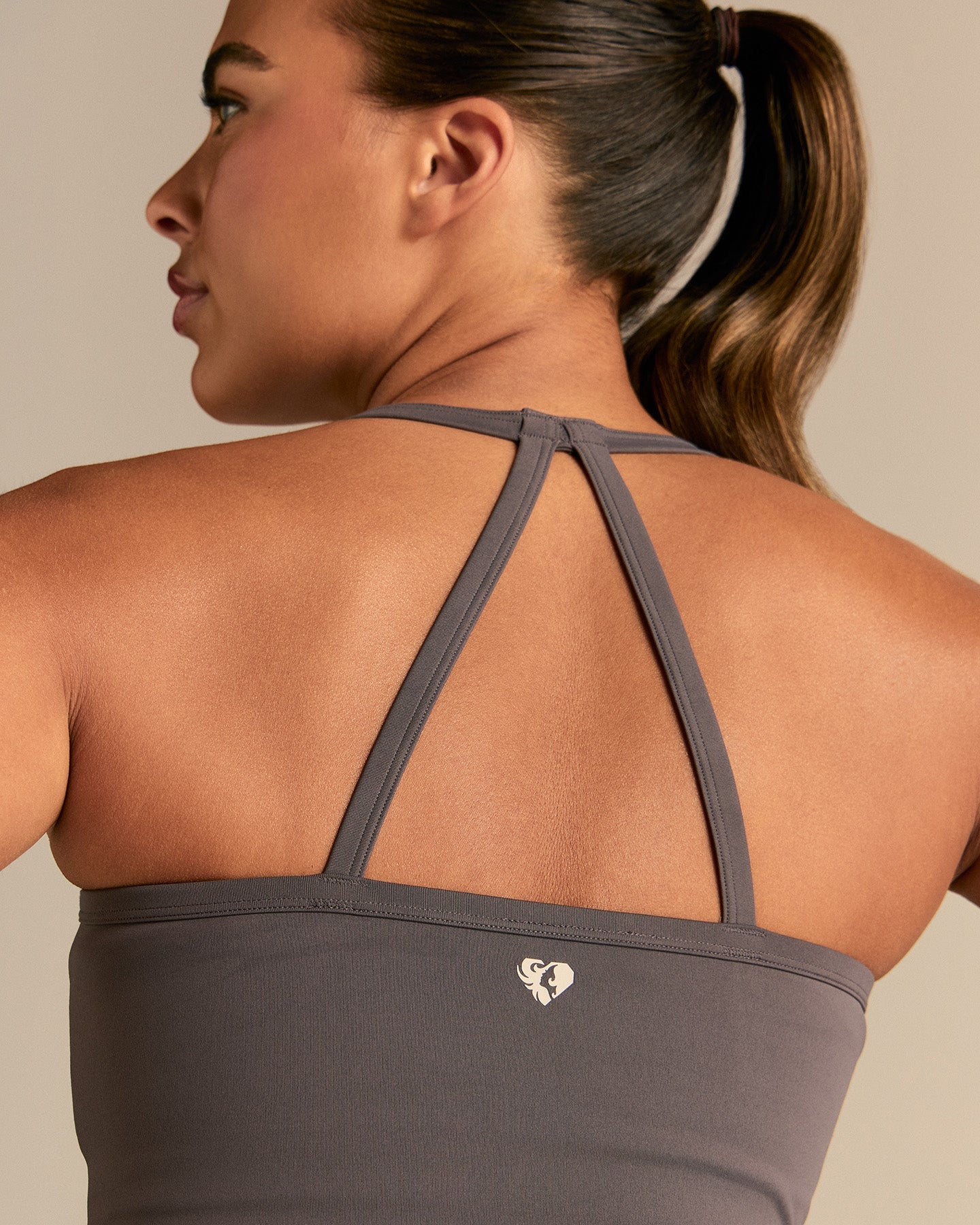 Essential Built-In Bra Crop Tank Top | Slate Grey - Image 2