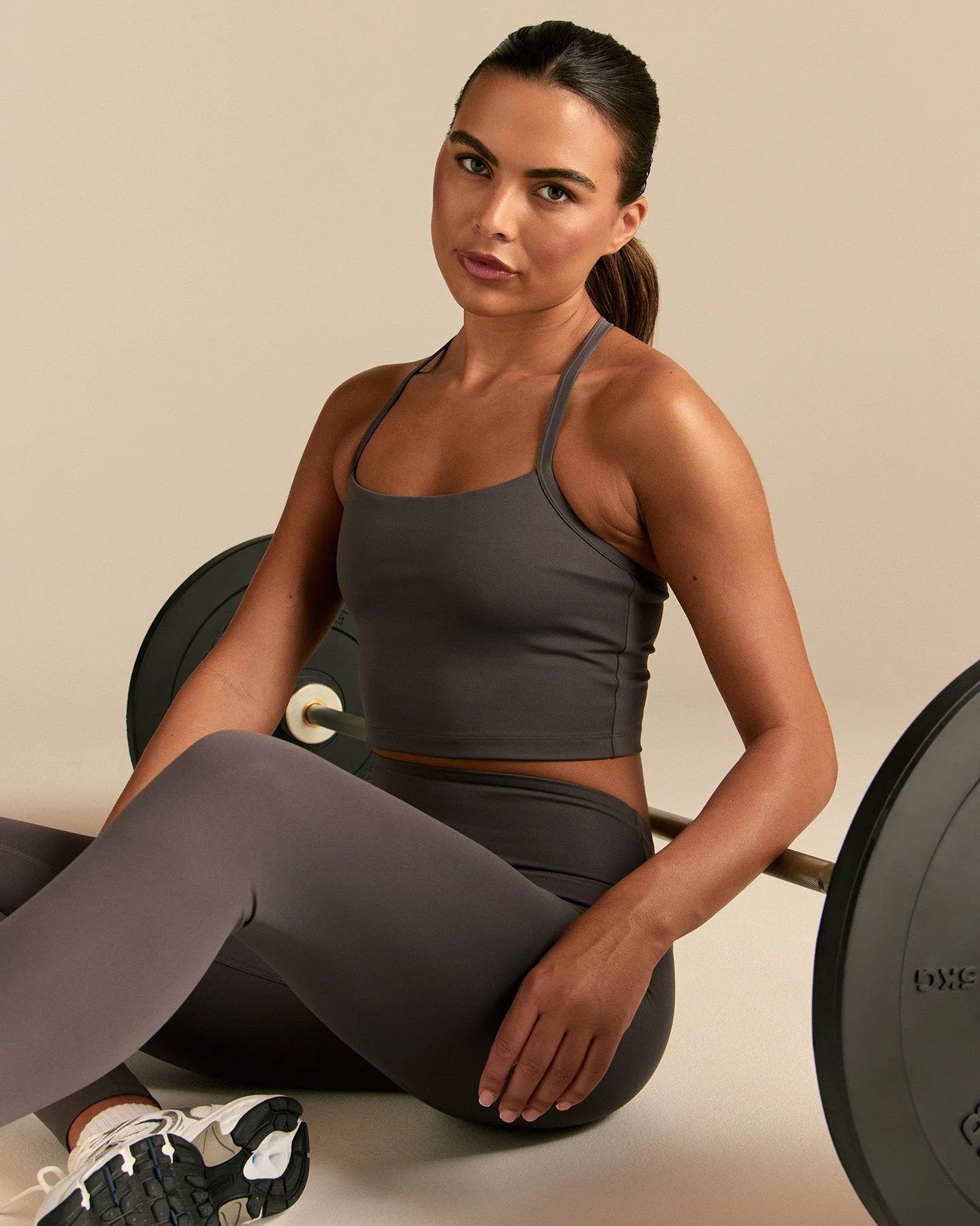 Essential Built-In Bra Crop Tank Top | Slate Grey - Image 6