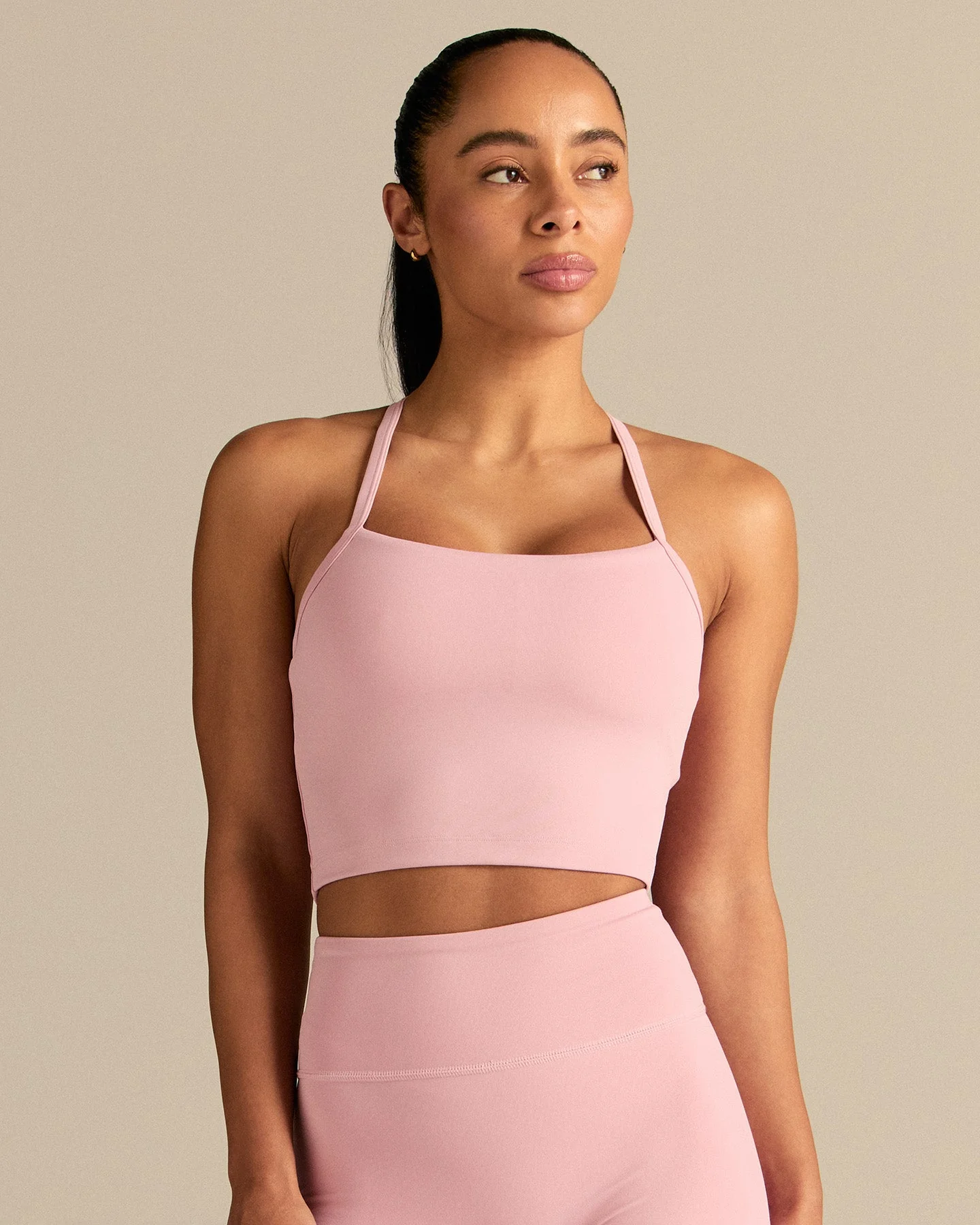 Essential Built-In Bra Crop Tank Top | Sweet Pink