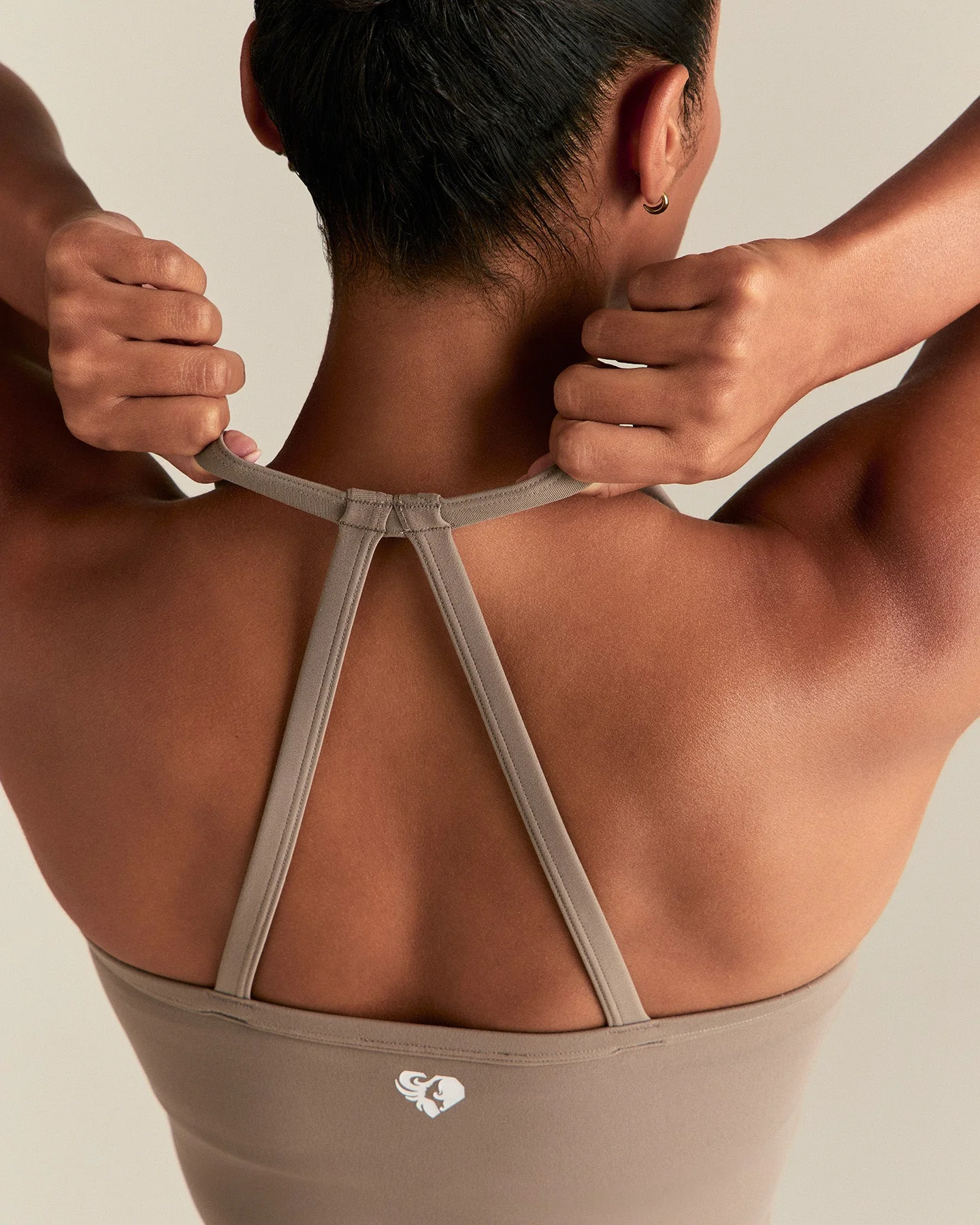 Essential Built-In Bra Crop Tank Top | Taupe Grey - Image 6