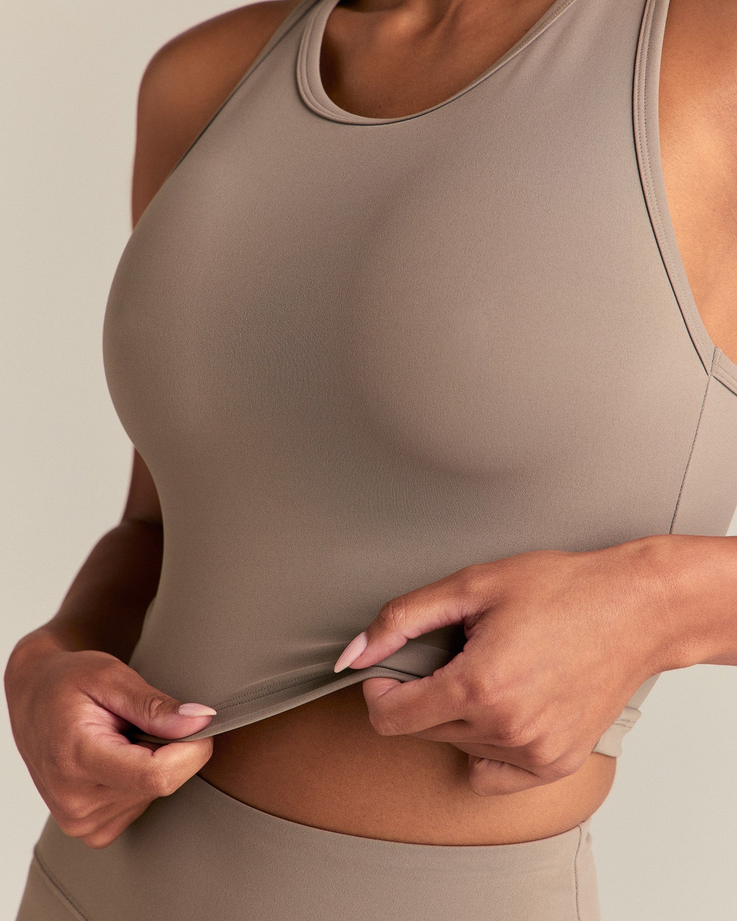 Essential Crop Tank Top | Taupe Grey - Image 3