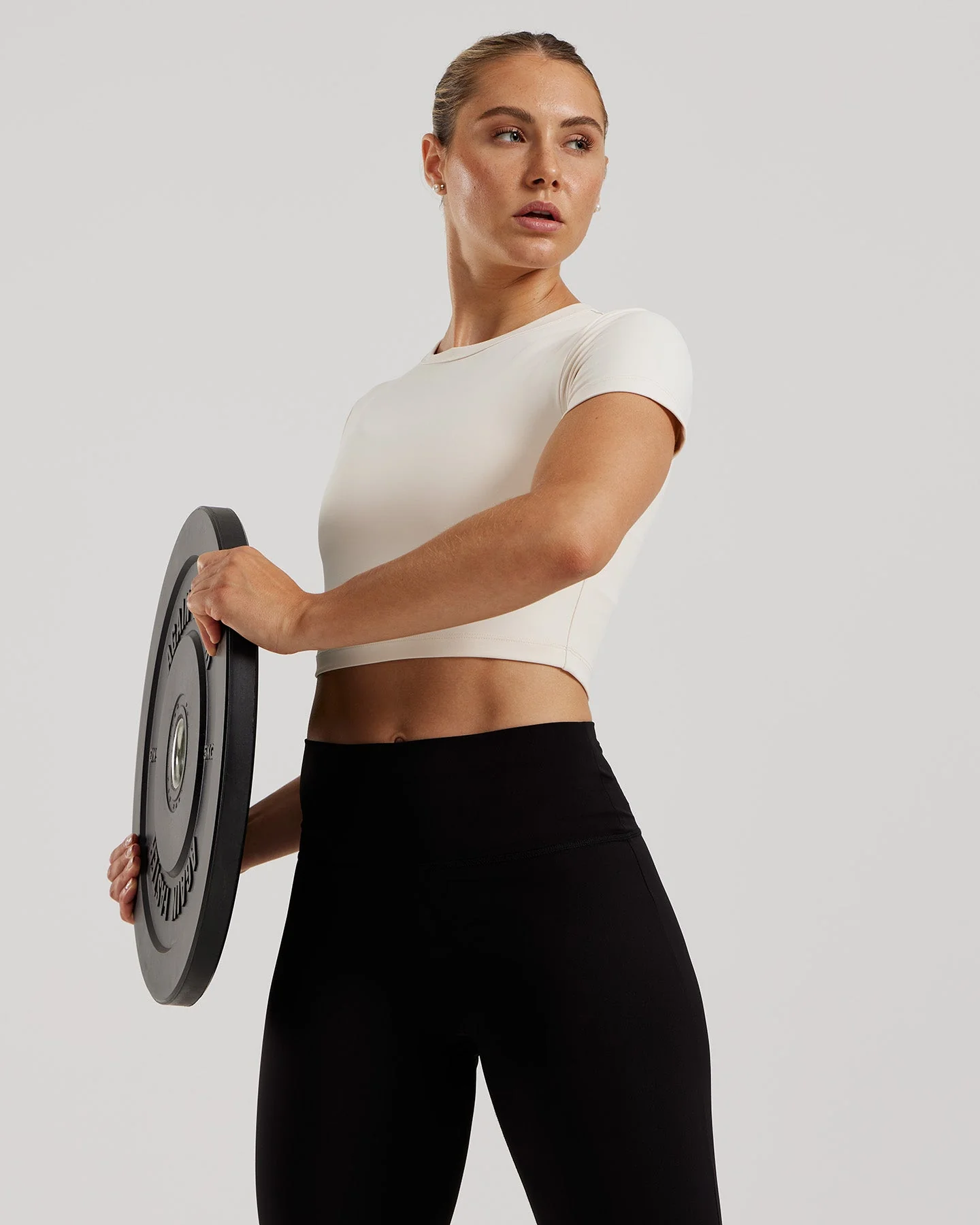 Essential Cropped Short Sleeve Tee | Off White - Image 2