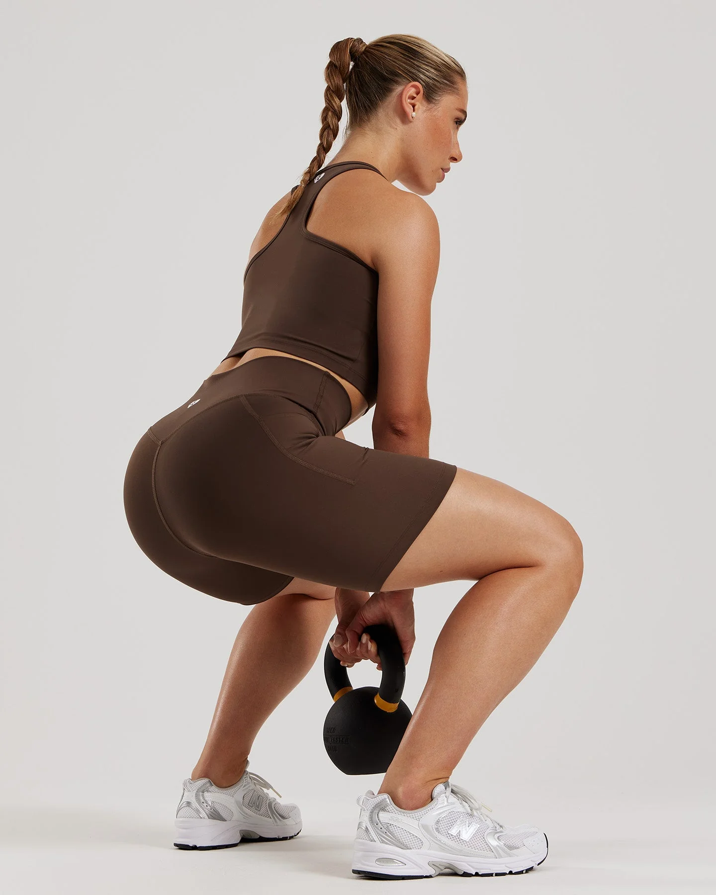 Essential High Waist Cycling Shorts with Pockets | Cocoa - Image 2