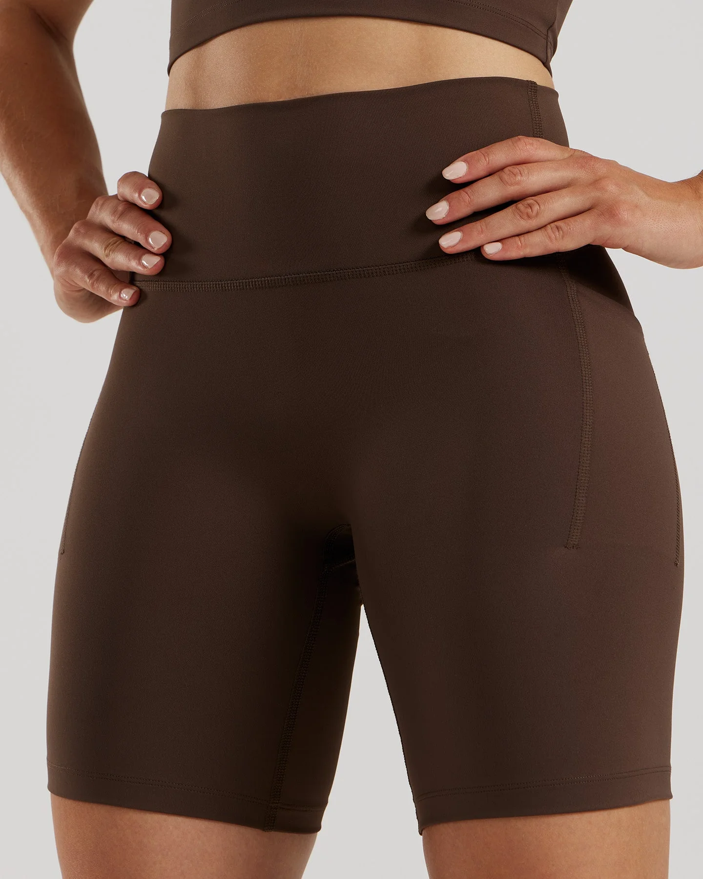 Essential High Waist Cycling Shorts with Pockets | Cocoa - Image 4